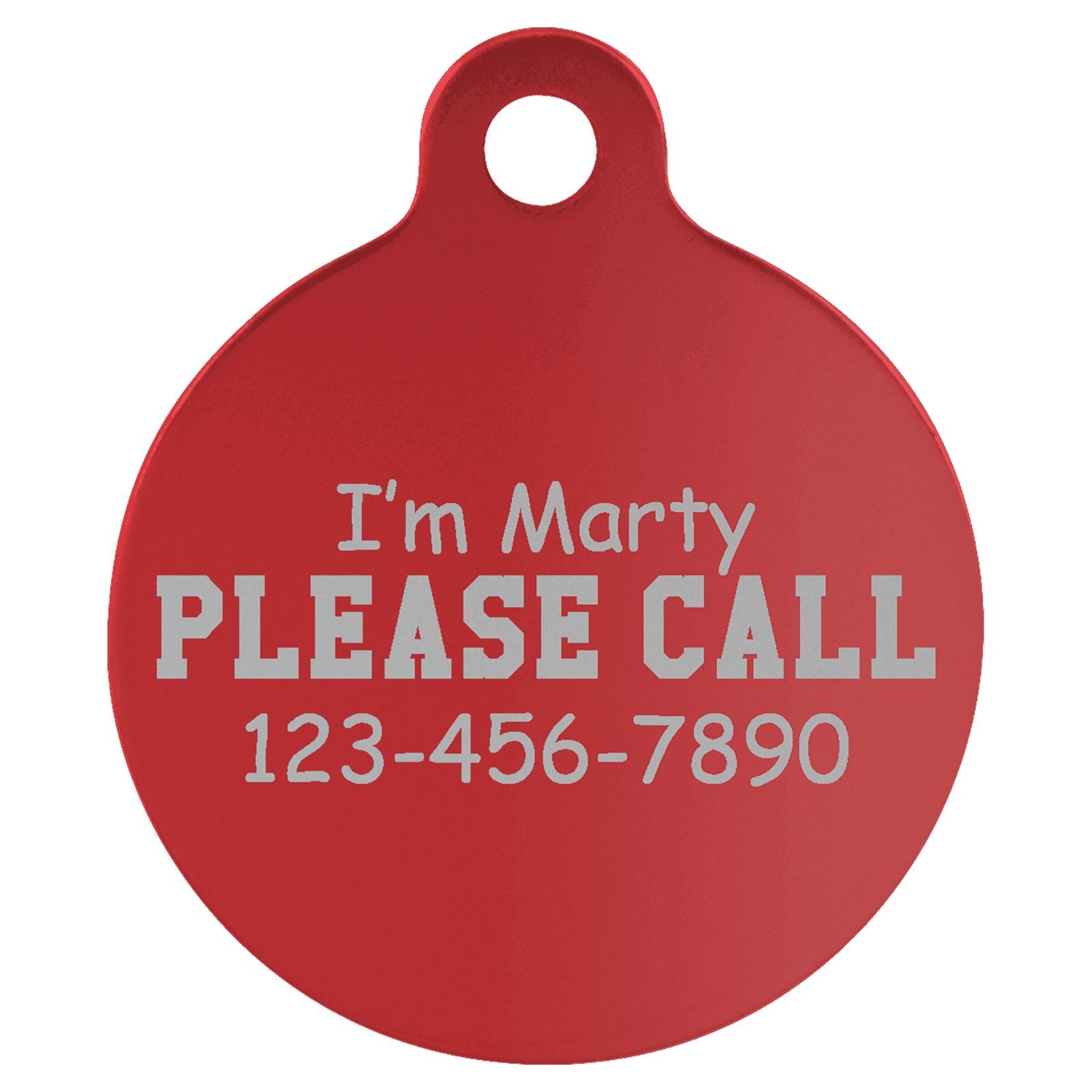 Red Anodized Aluminum Round Pet Tag