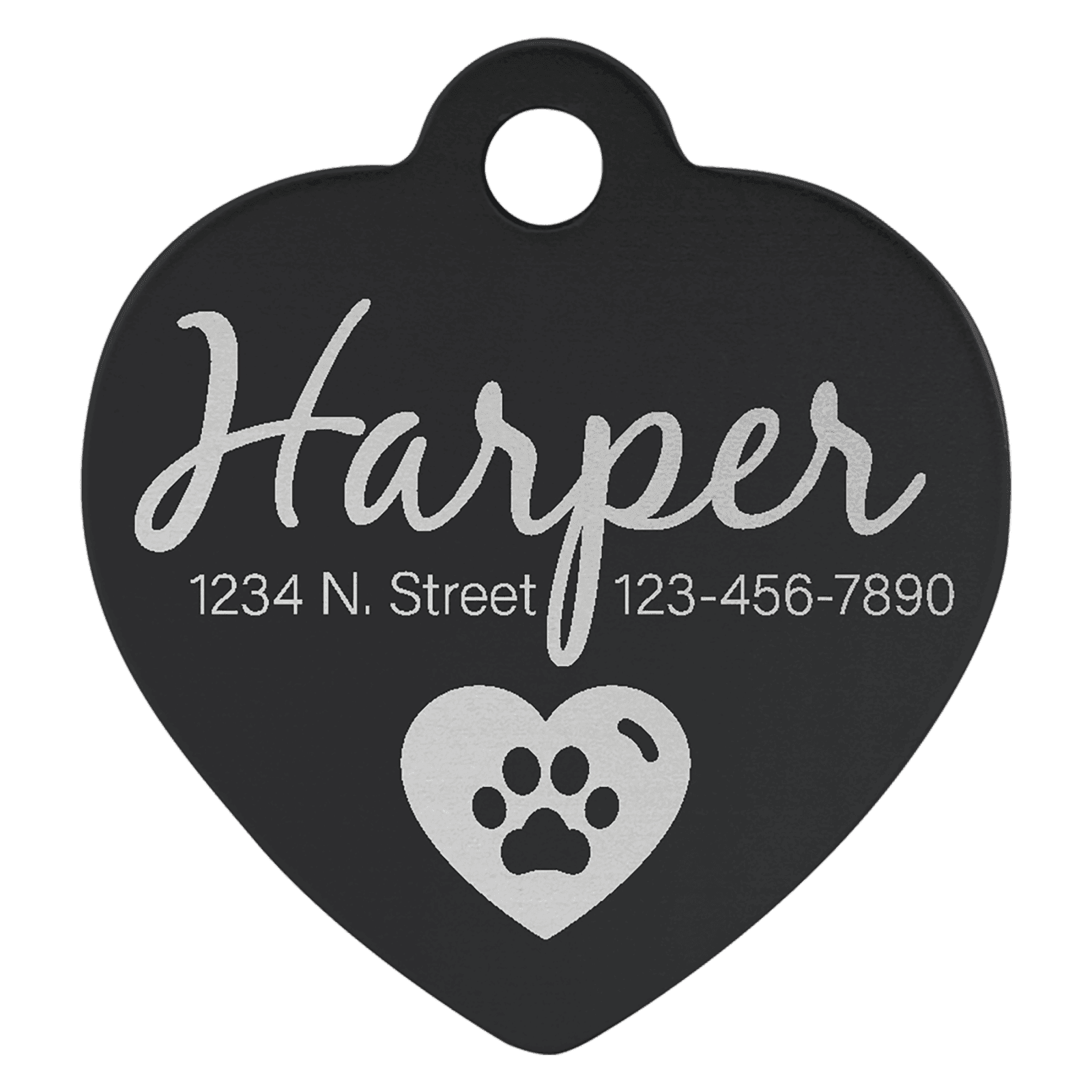 Black Anodized Aluminum Heart Pet Tag