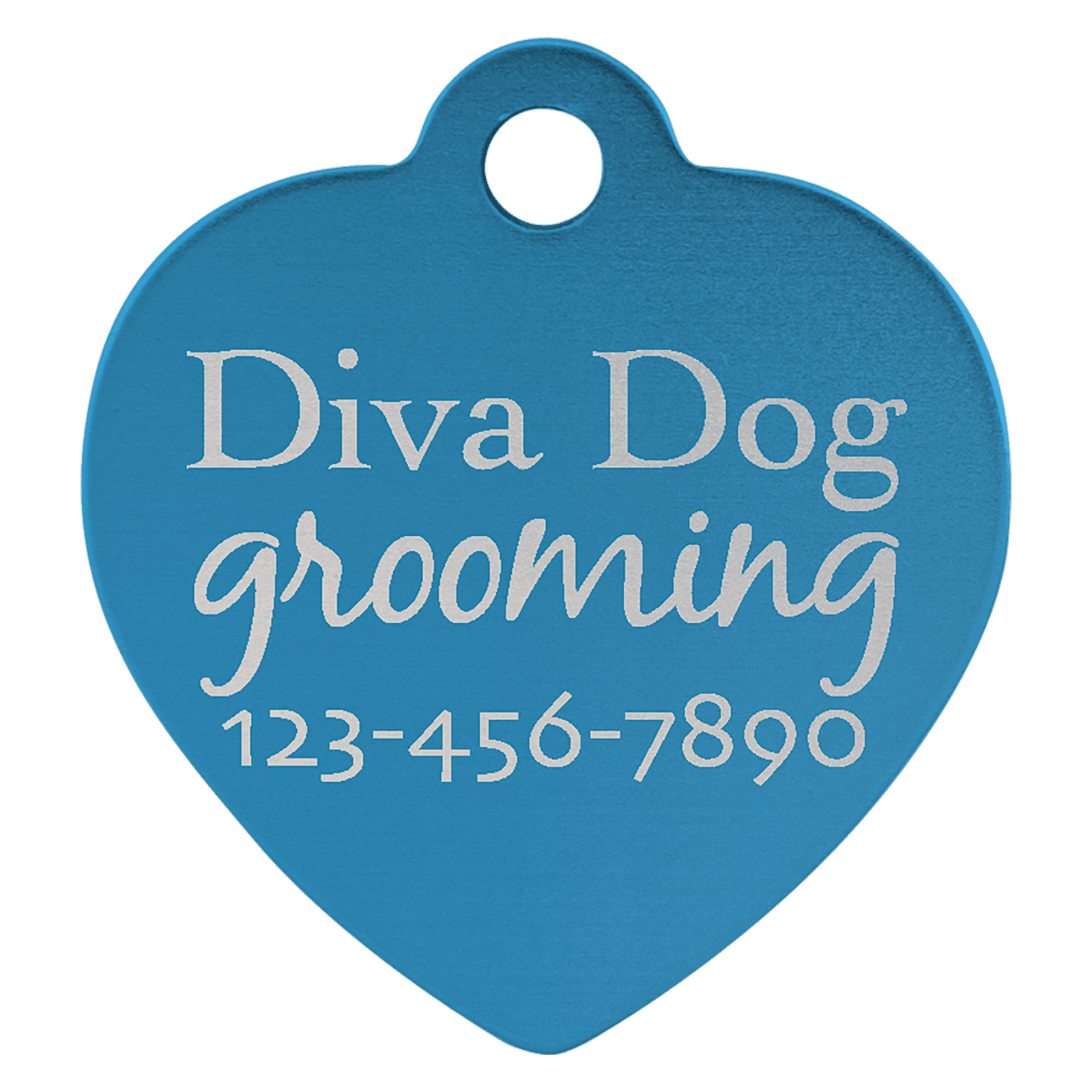 Blue Anodized Aluminum Heart Pet Tag
