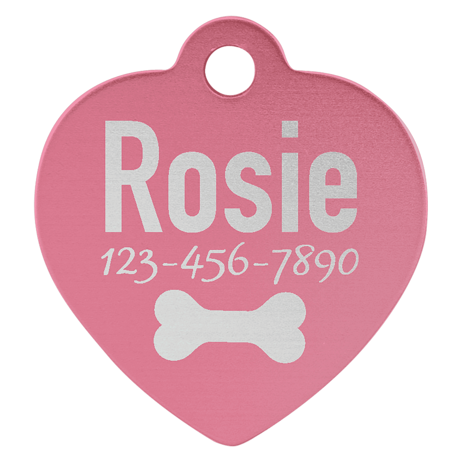 Pink Anodized Aluminum Heart Pet Tag