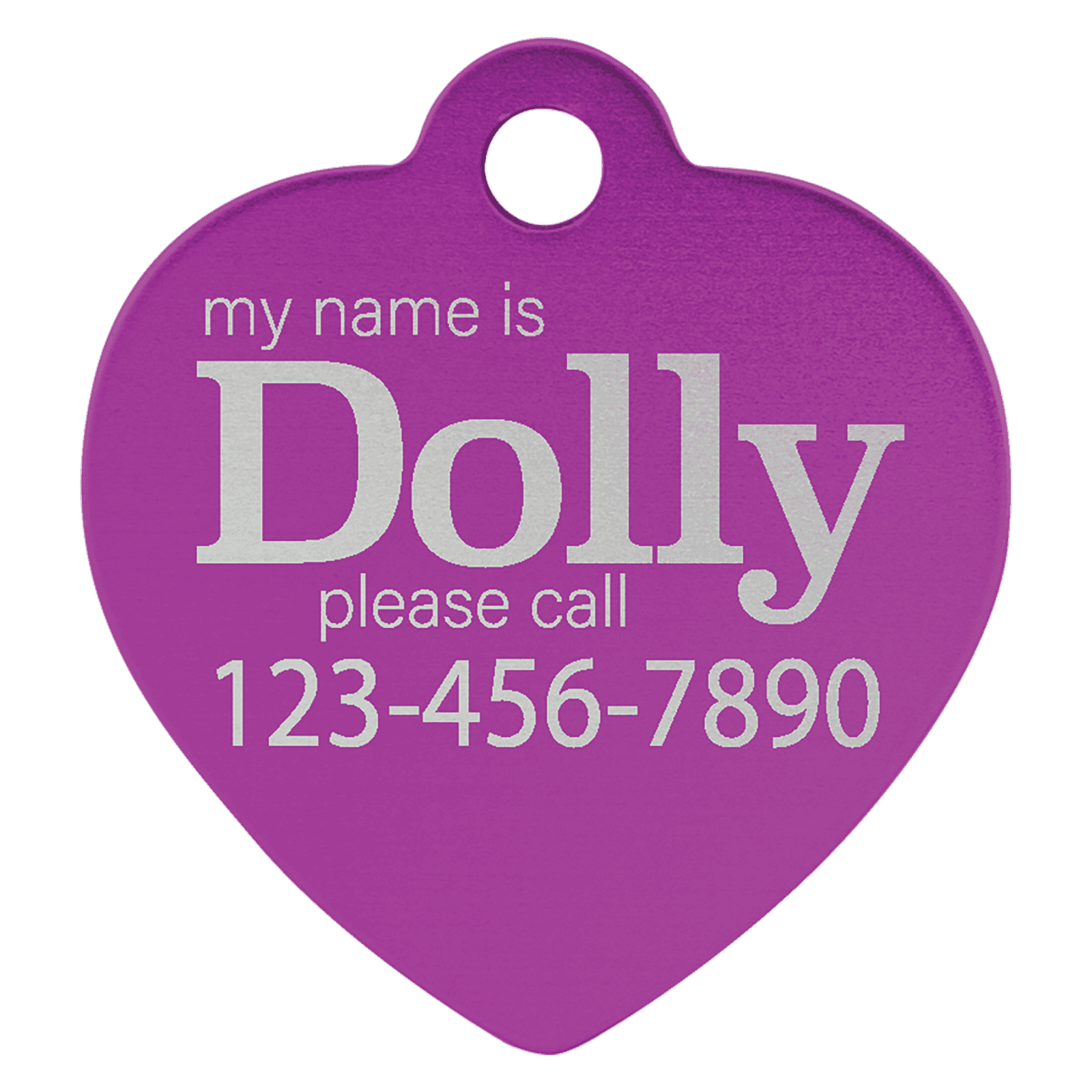Purple Anodized Aluminum Heart Pet Tag