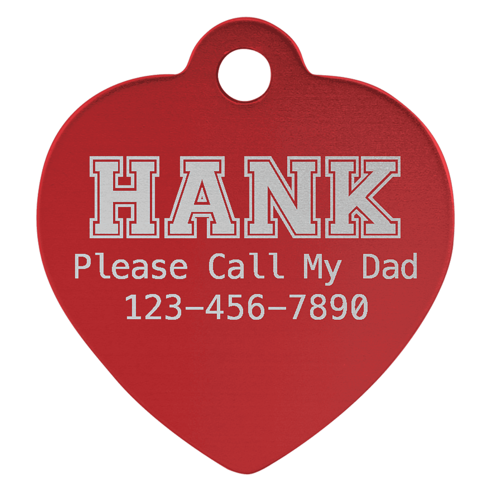 Red Anodized Aluminum Heart Pet Tag