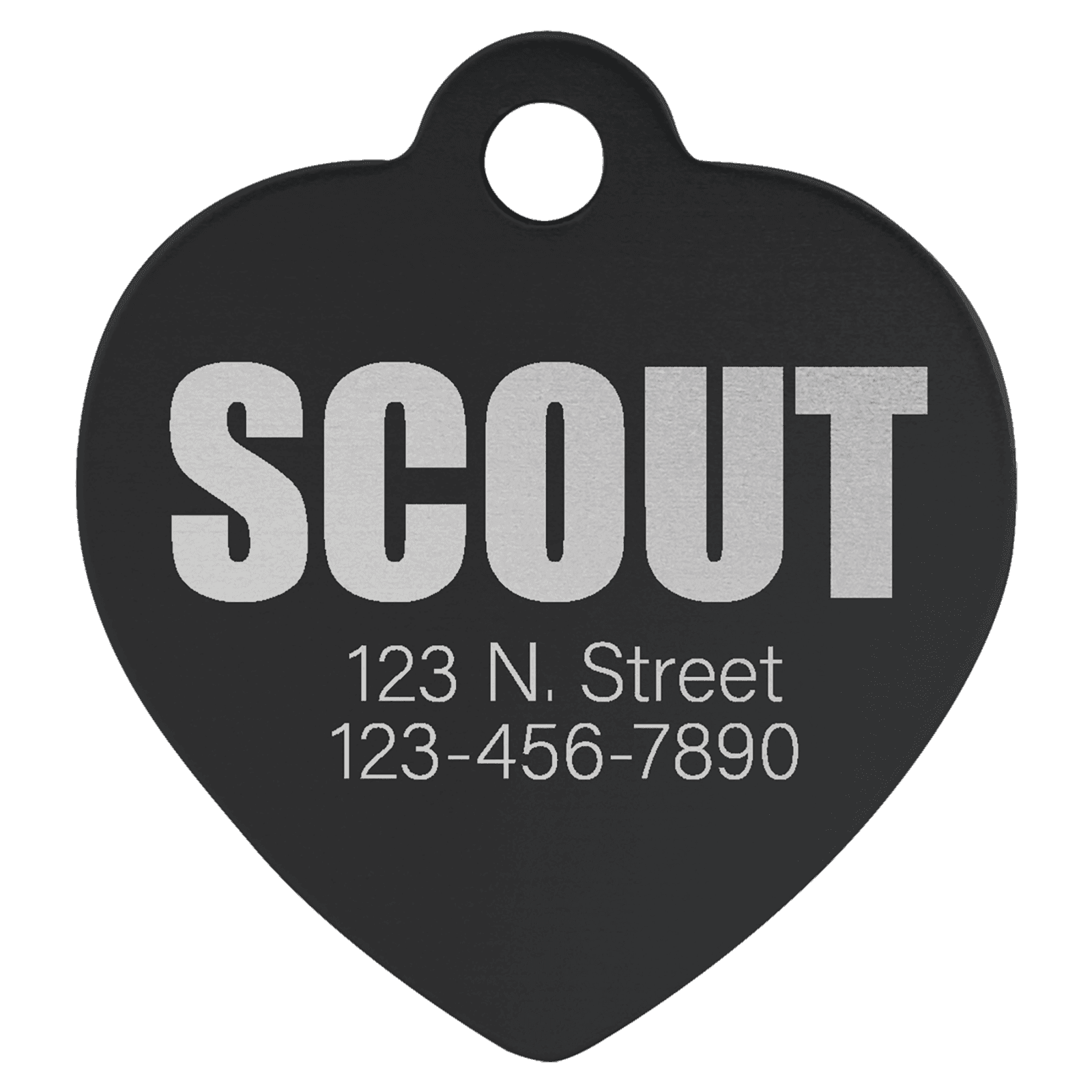Black Anodized Aluminum Heart Pet Tag