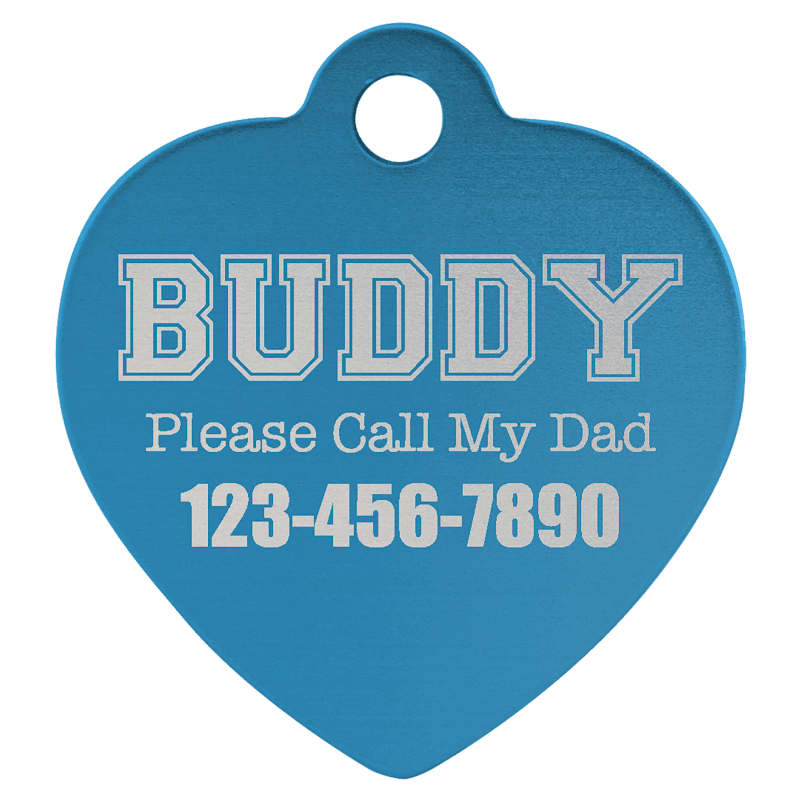 Blue Anodized Aluminum Heart Pet Tag