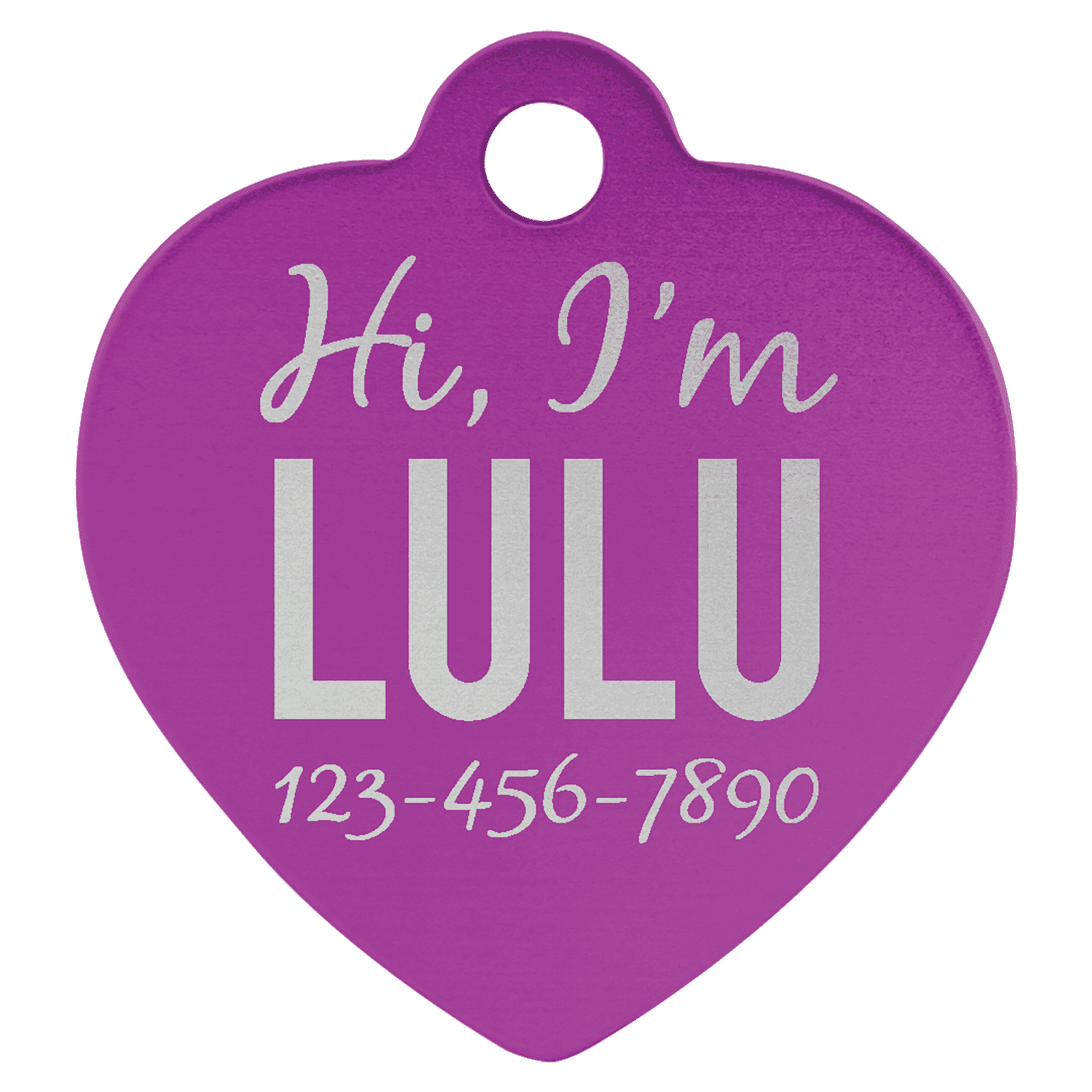Purple Anodized Aluminum Heart Pet Tag