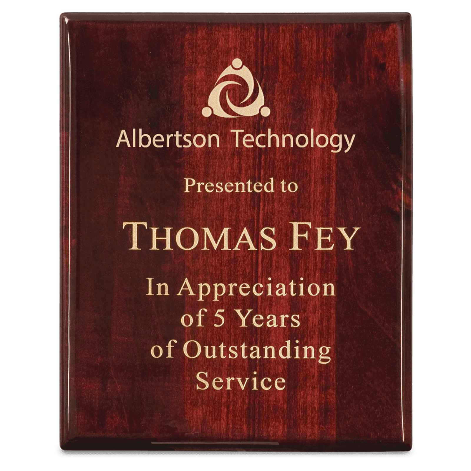 7" x 9" Premium Rosewood Piano Finish Plaque