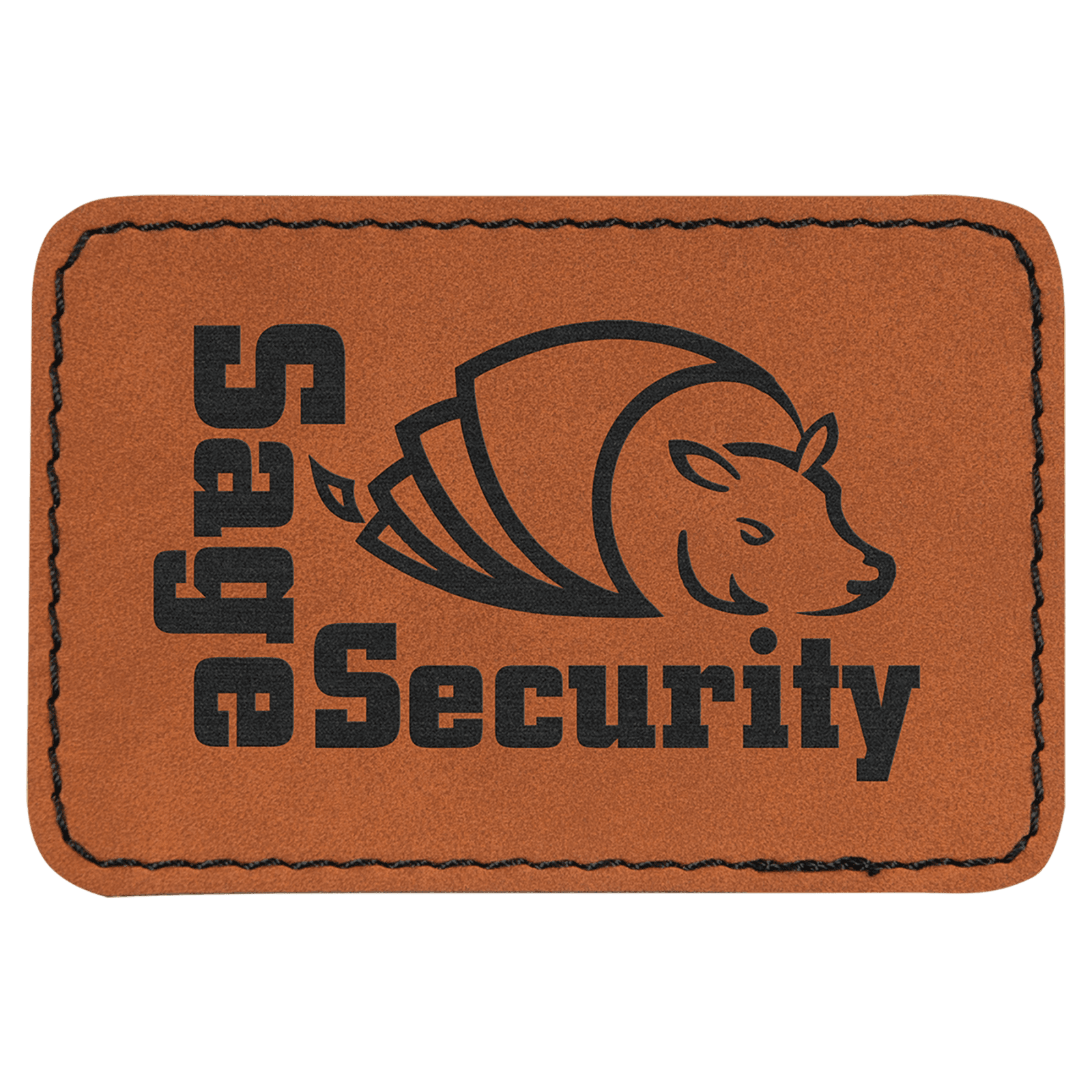 3" x 2" Rawhide Rectangle Laserable Leatherette Patch with Adhesive