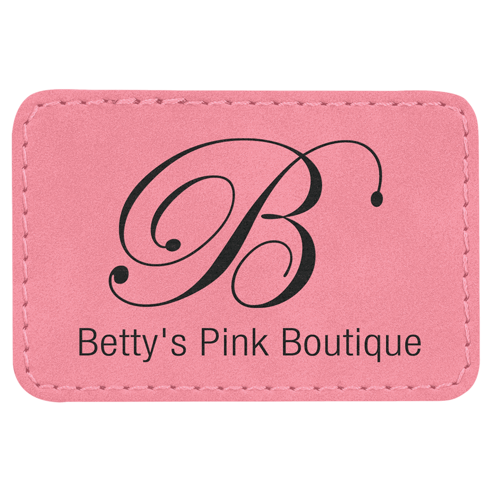 Rectangle Pink Laserable Leatherette Patch with Adhesive