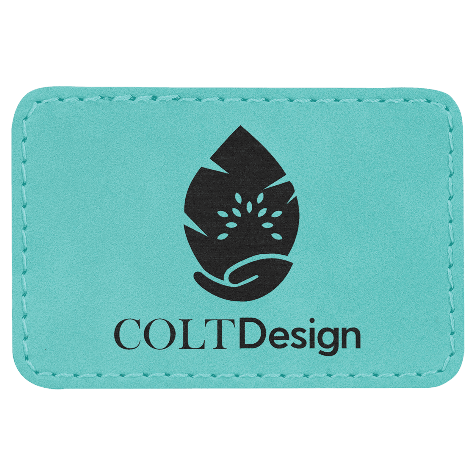 Rectangle Teal Laserable Leatherette Patch with Adhesive
