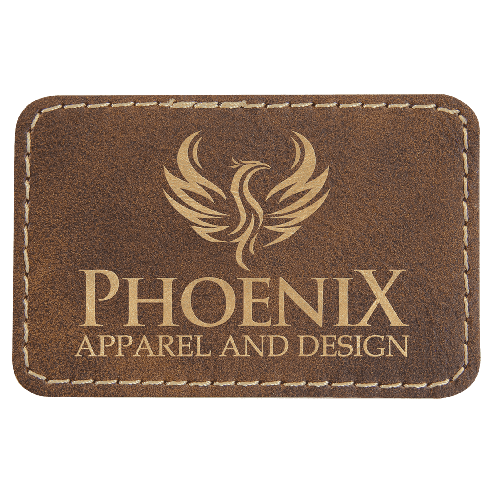 Rectangle Rustic/Gold Laserable Leatherette Patch with Adhesive
