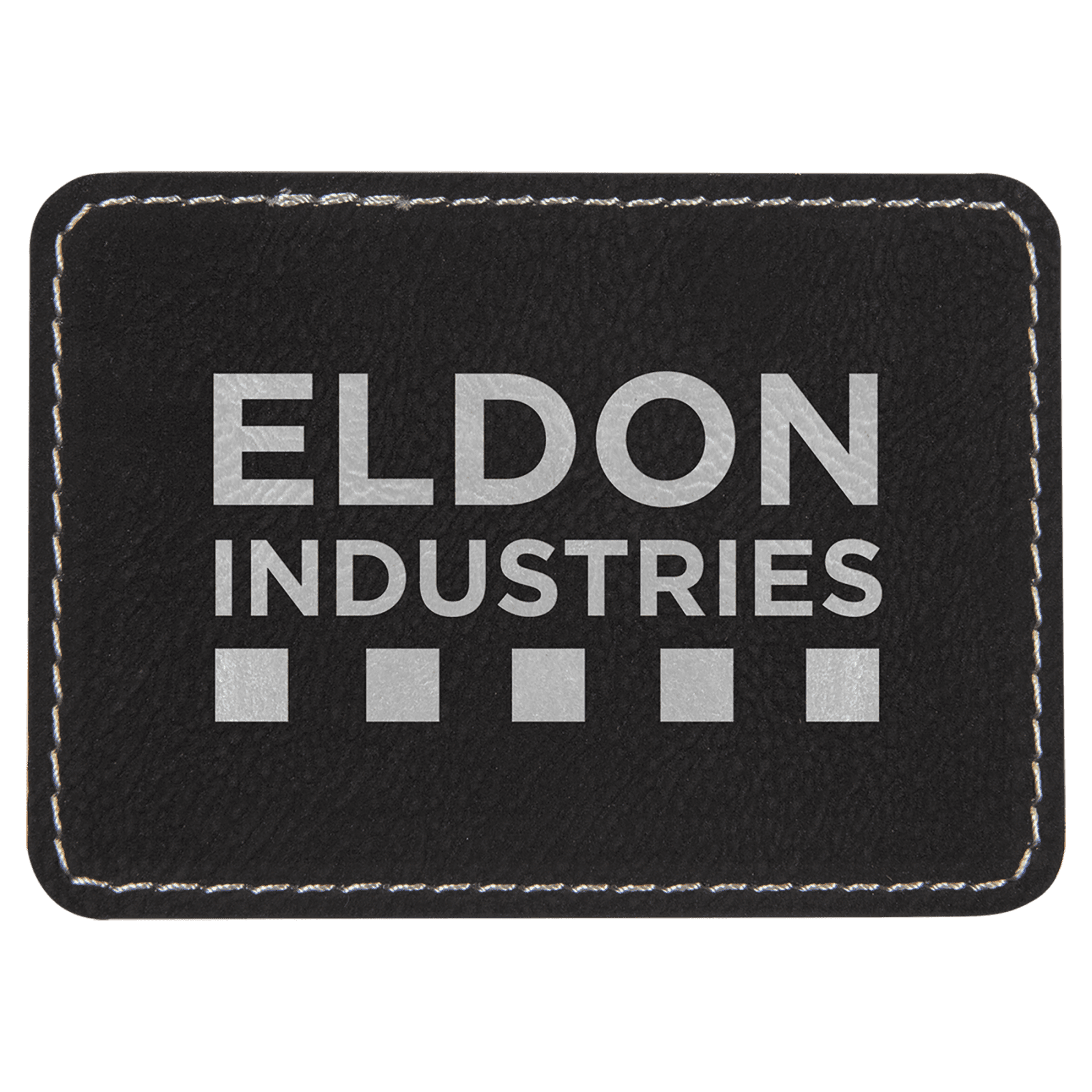 3 1/2" x 2 1/2" Black/Silver Rectangle Leatherette Patch with Adhesive