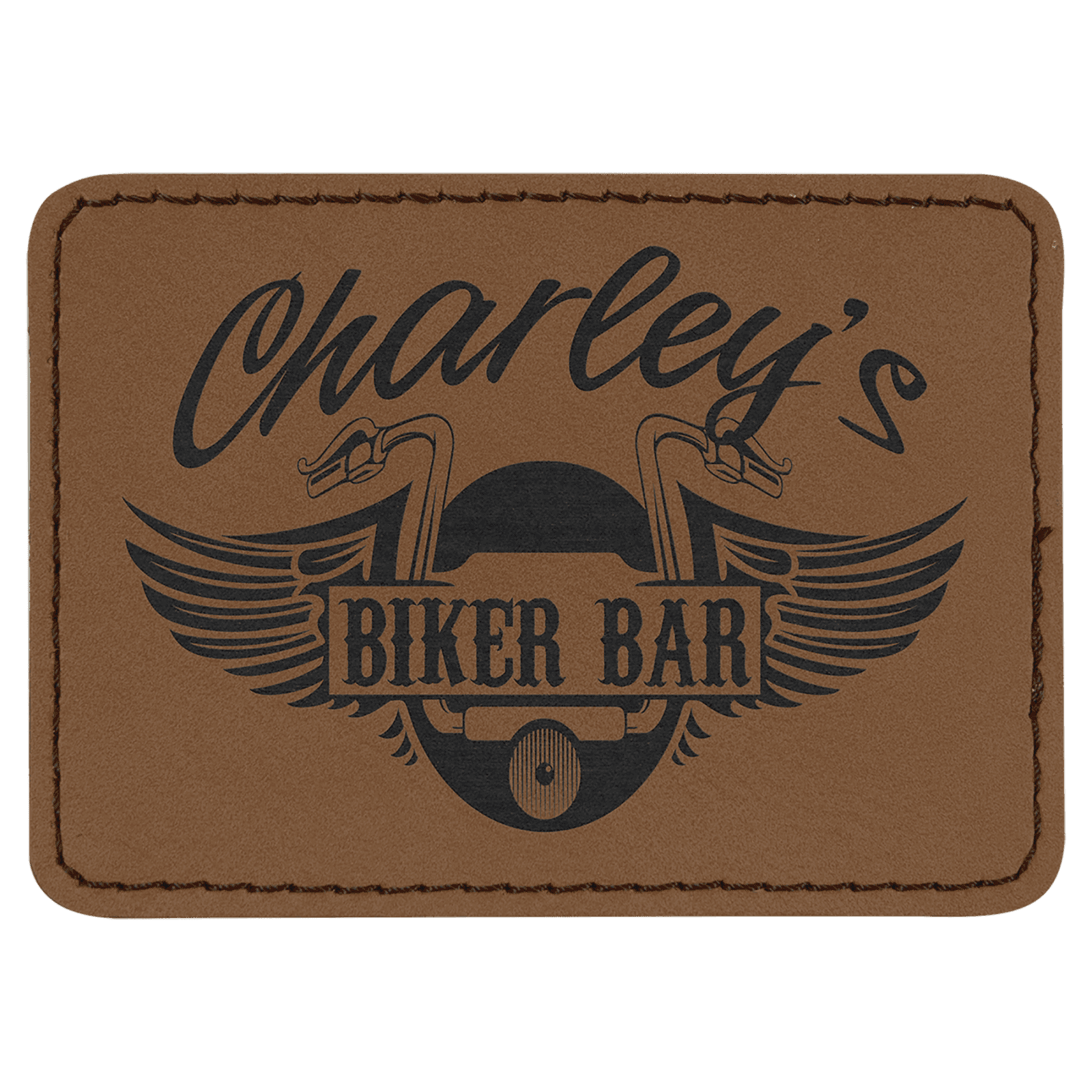 Rectangle Dark Brown Laserable Leatherette Patch with Adhesive
