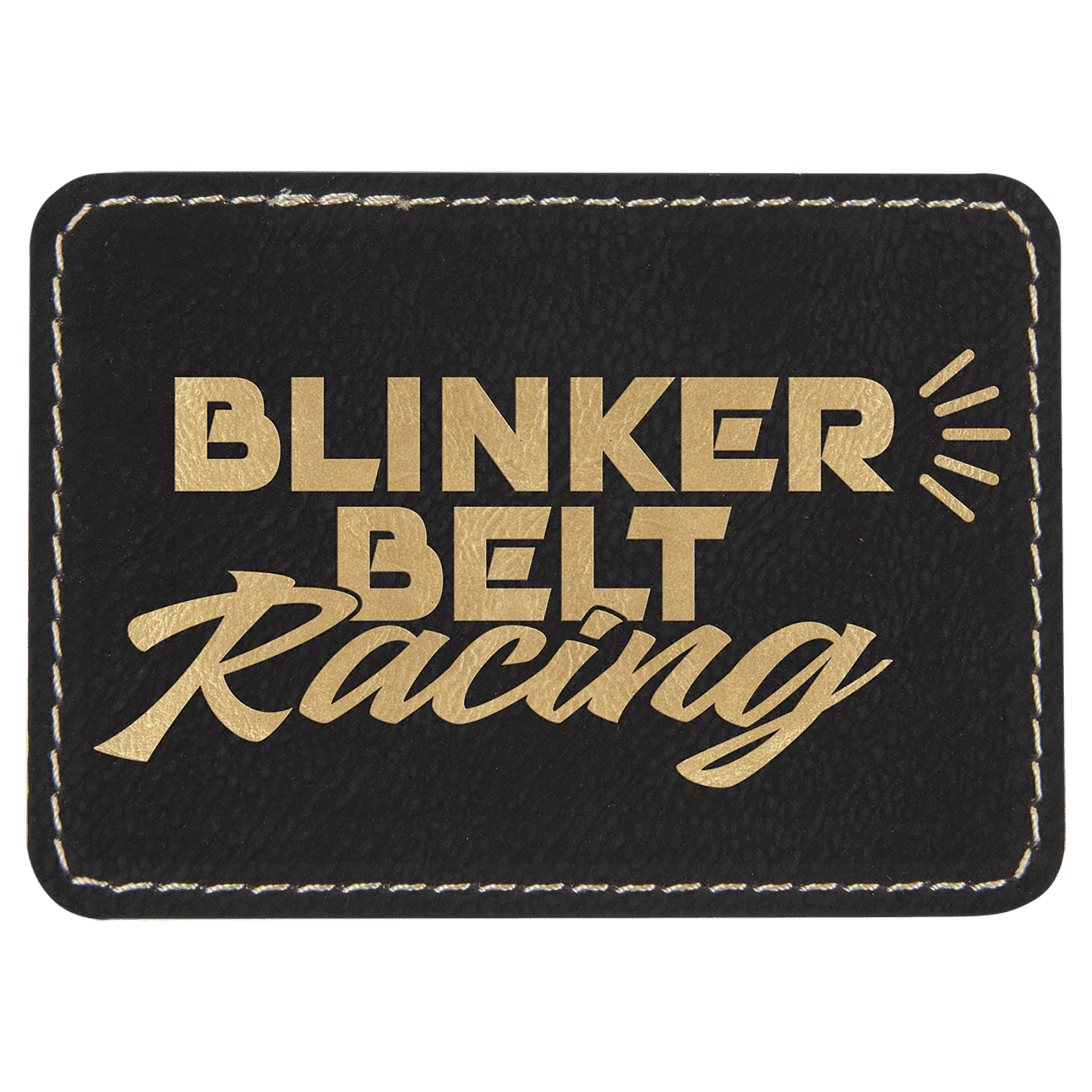Rectangle Black/Gold Laserable Leatherette Patch with Adhesive