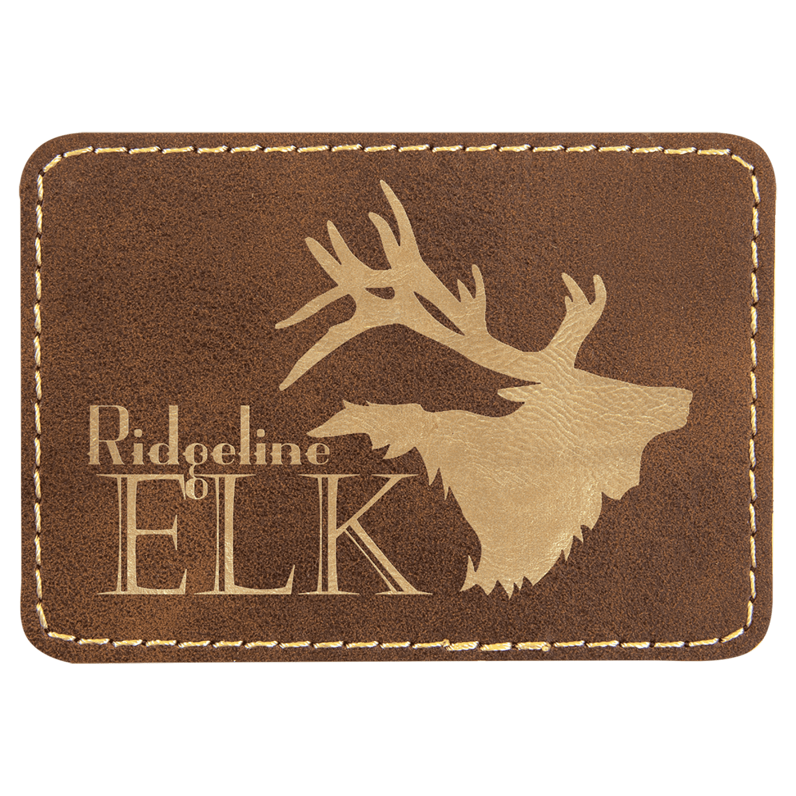 Rectangle Rustic/Gold Laserable Leatherette Patch with Adhesive