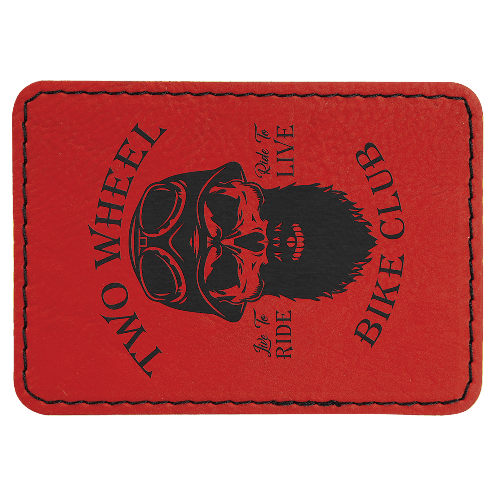 Rectangle Red Laserable Leatherette Patch with Adhesive
