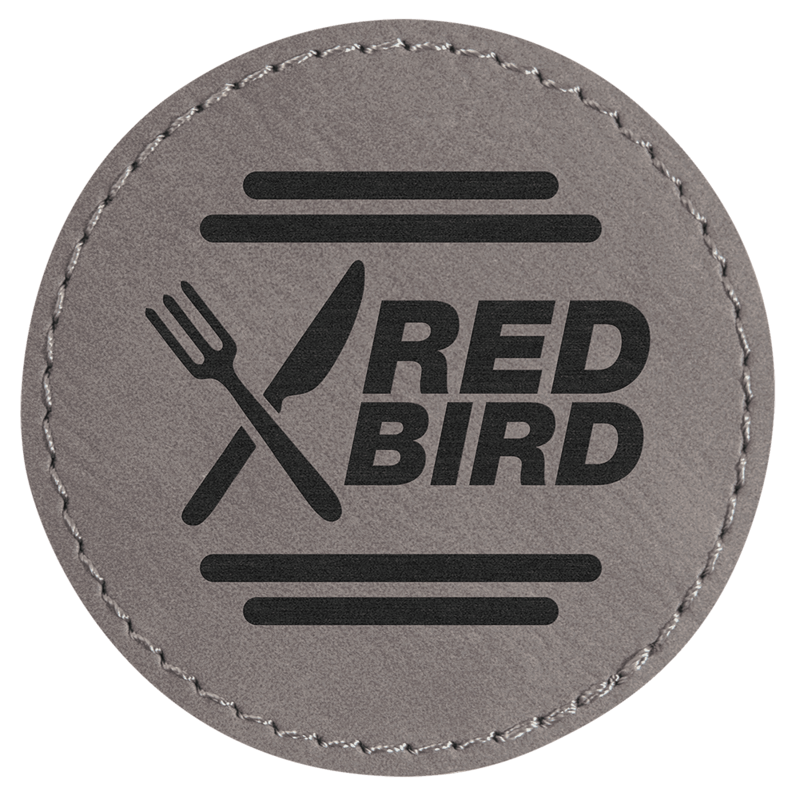 2 1/2" Gray Round Leatherette Patch with Adhesive