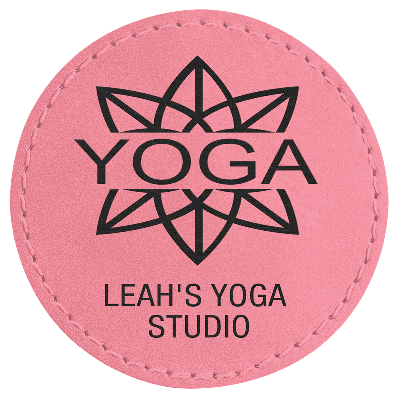 Round Pink Laserable Leatherette Patch with Adhesive