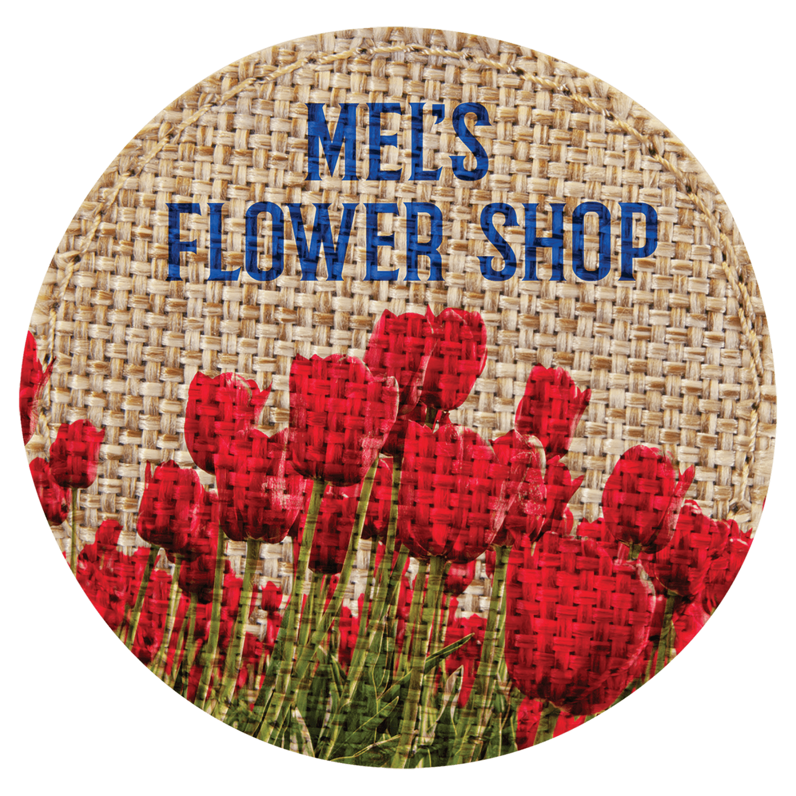Round Burlap Sublimatable Patch with Adhesive