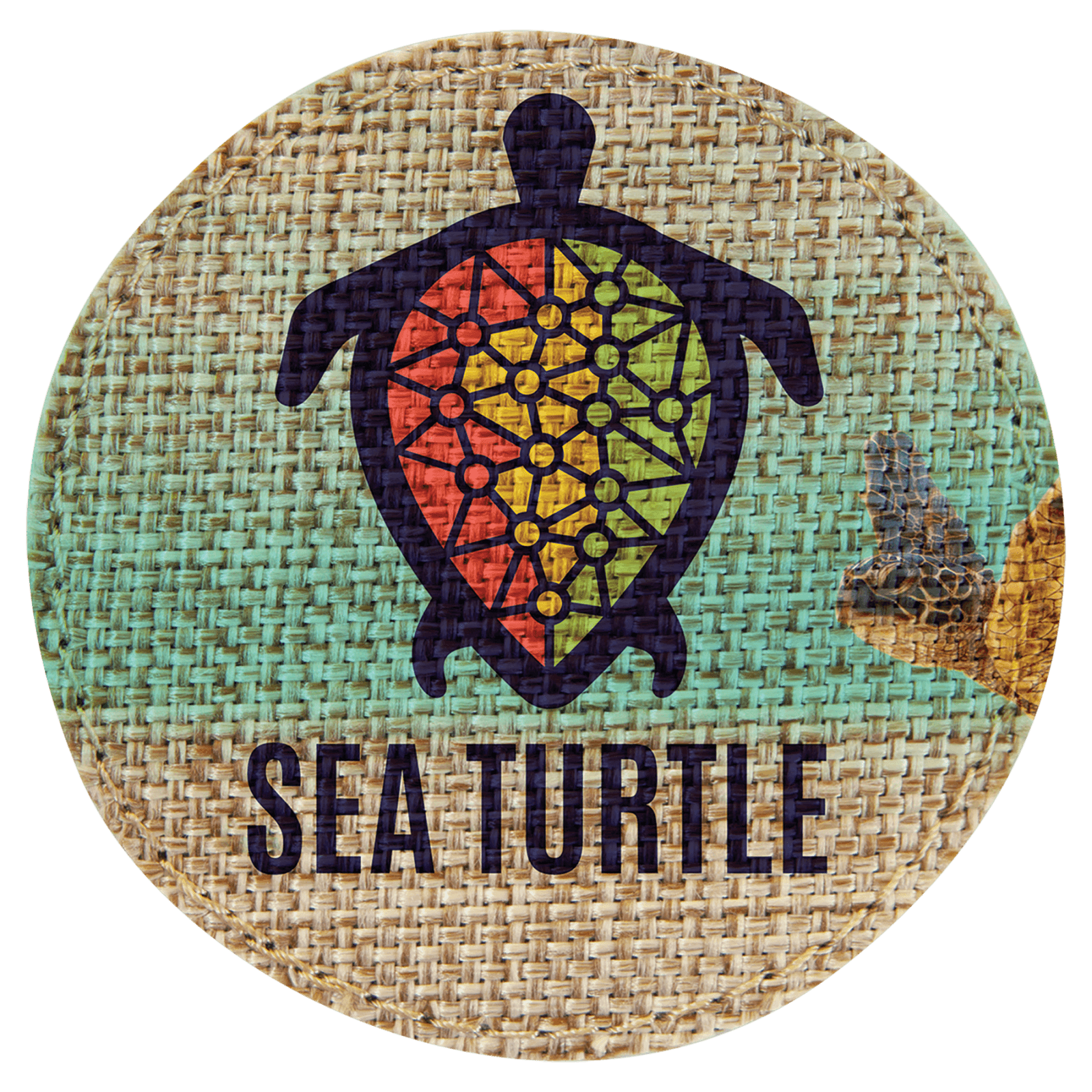 Round Burlap Sublimatable Patch with Adhesive