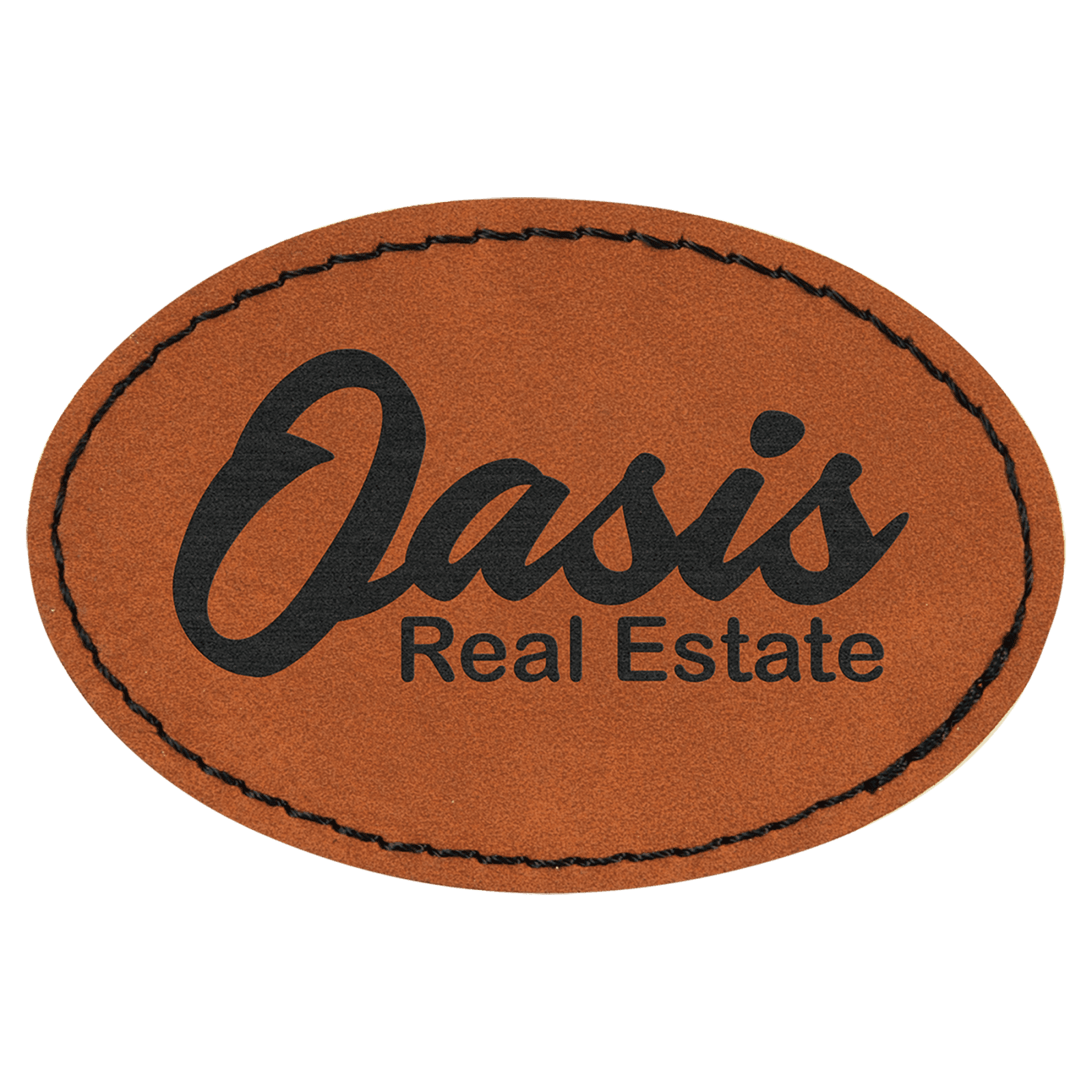 3" x 2" Rawhide Oval Leatherette Patch with Adhesive