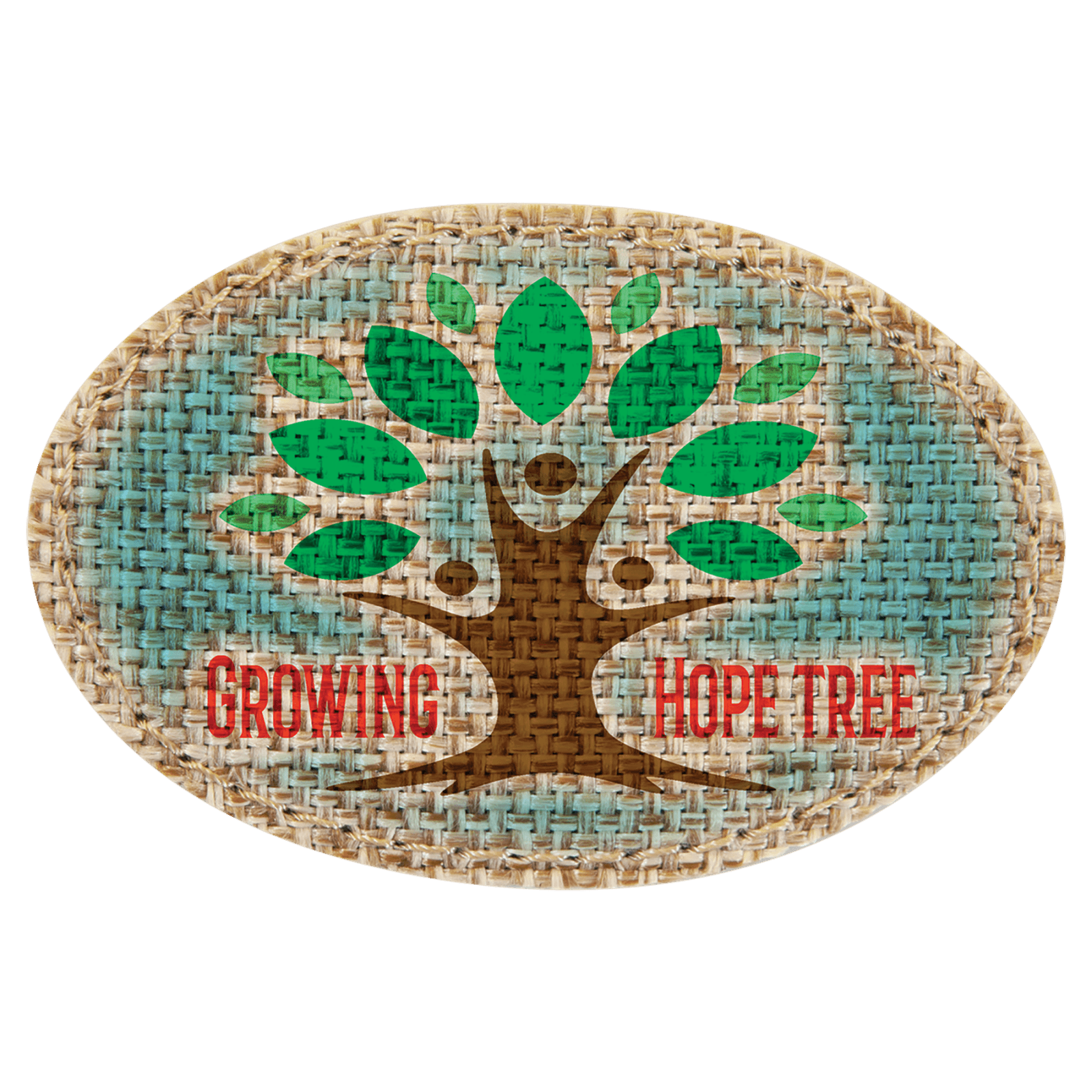 Oval Burlap Sublimatable Patch with Adhesive