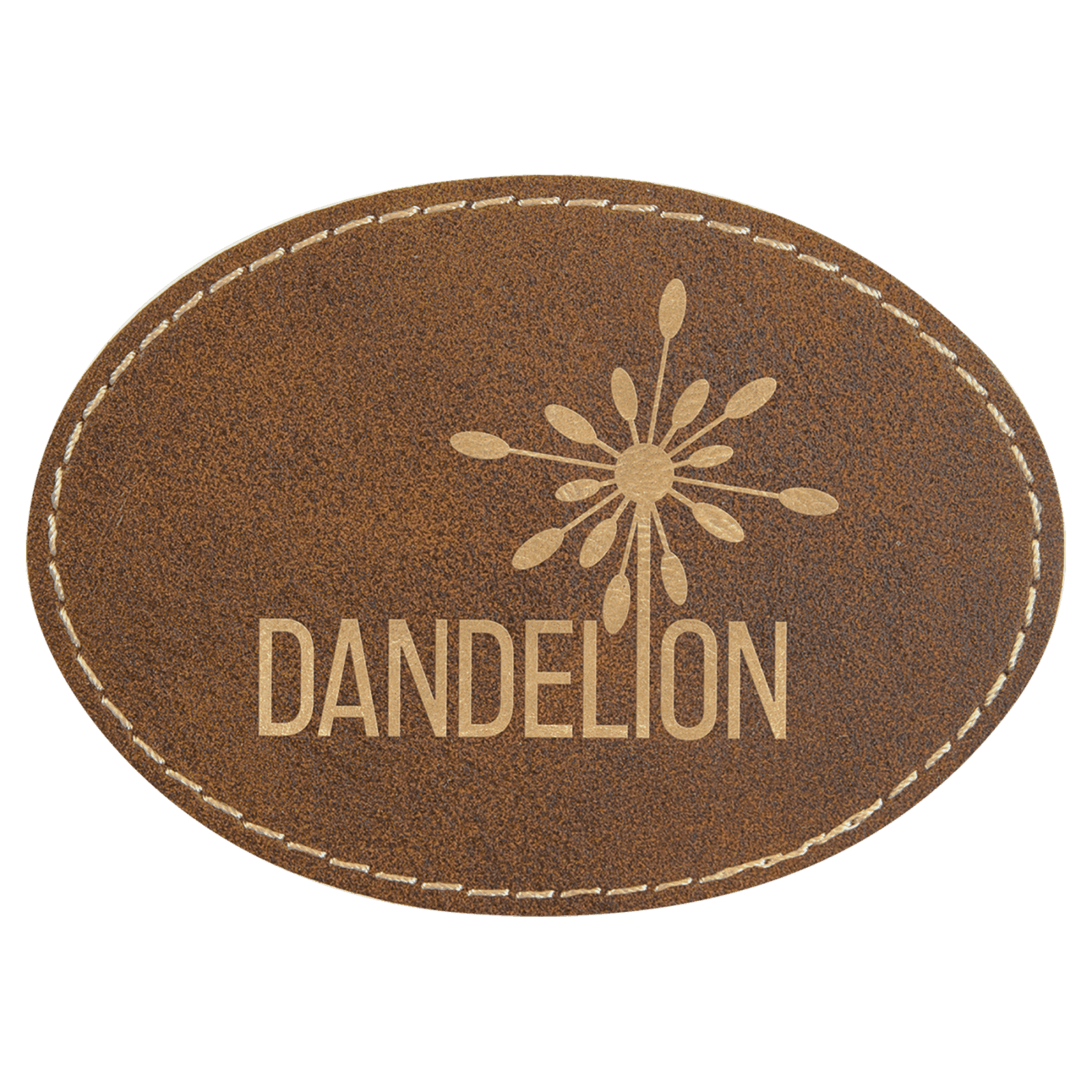 Oval Rustic/Gold Laserable Leatherette Patch with Adhesive