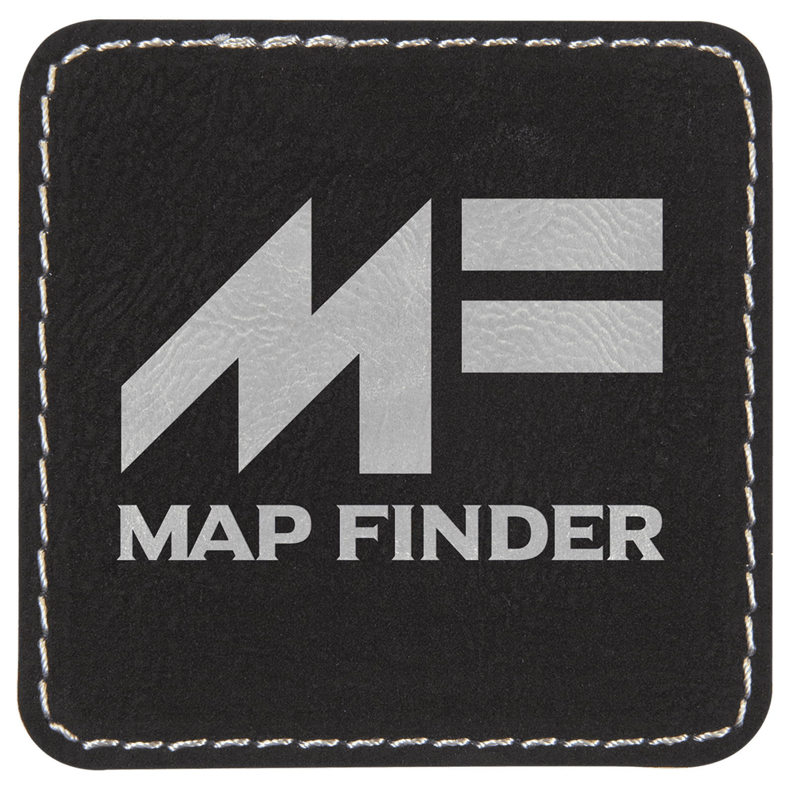 2 1/2" x 2 1/2" Black/Silver Square Leatherette Patch with Adhesive
