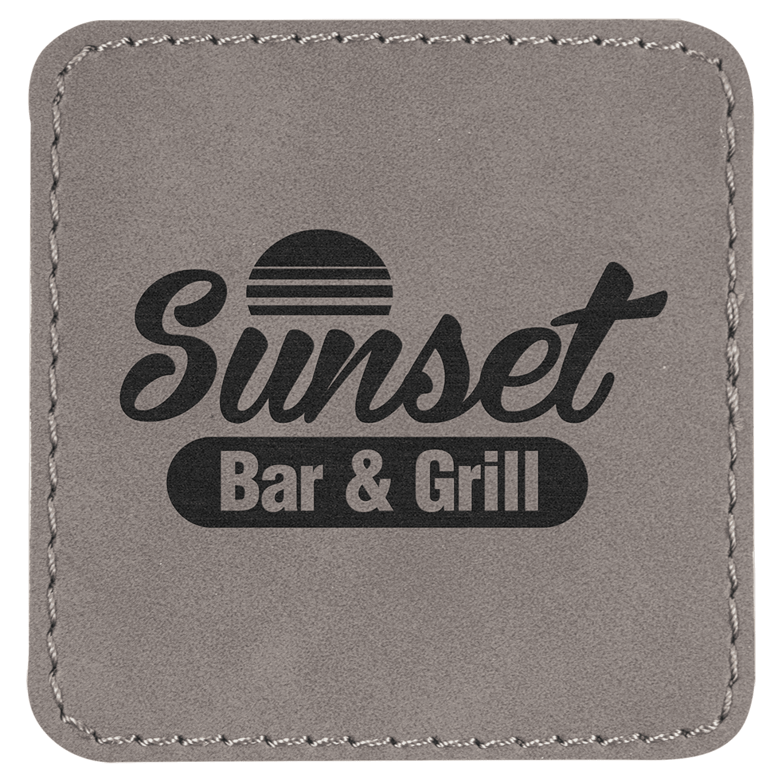 2 1/2" x 2 1/2" Gray Square Leatherette Patch with Adhesive