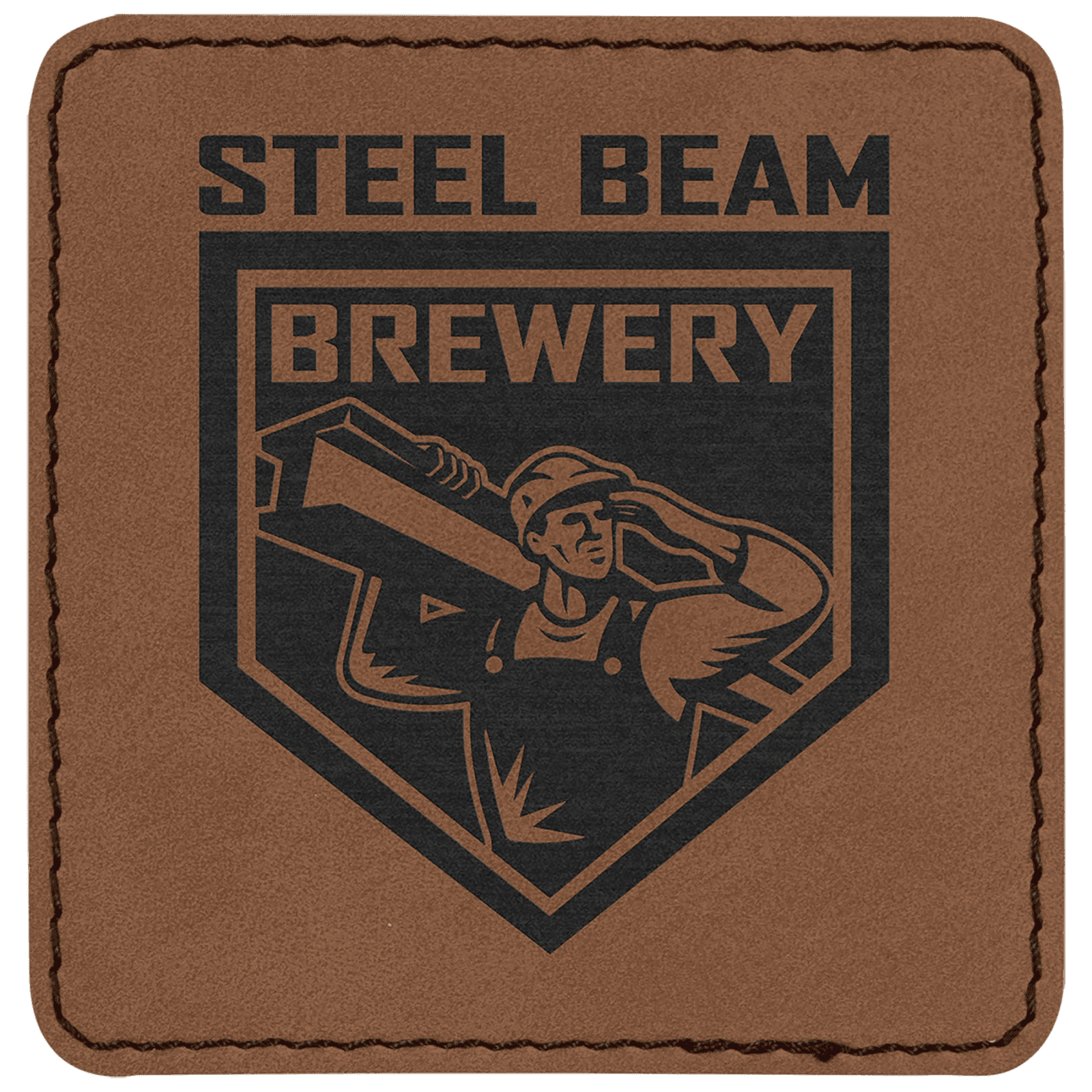 Dark Brown Laserable Leatherette Patch with Adhesive