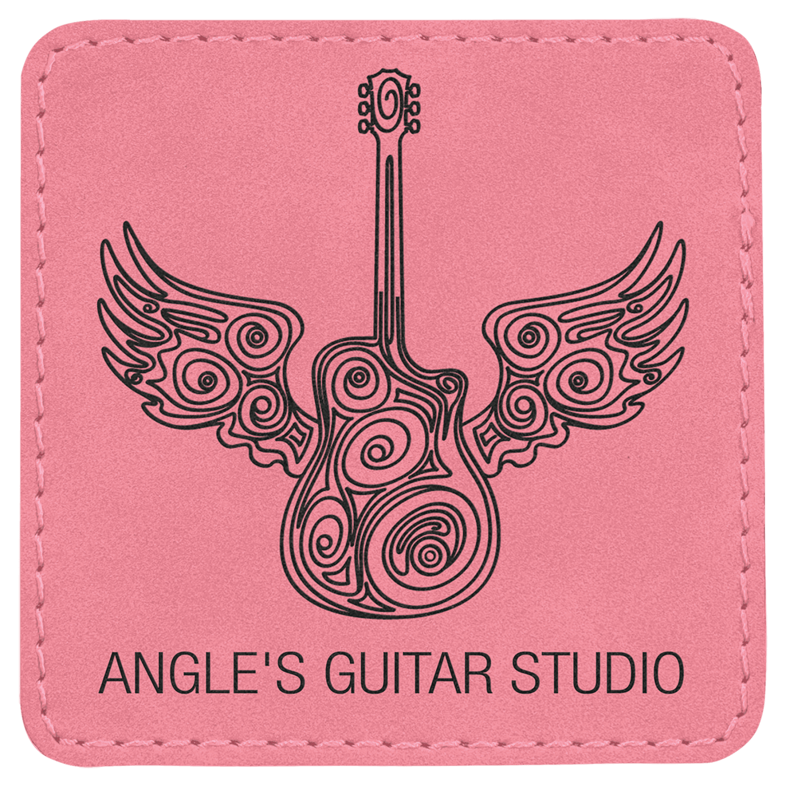 Pink Laserable Leatherette Patch with Adhesive