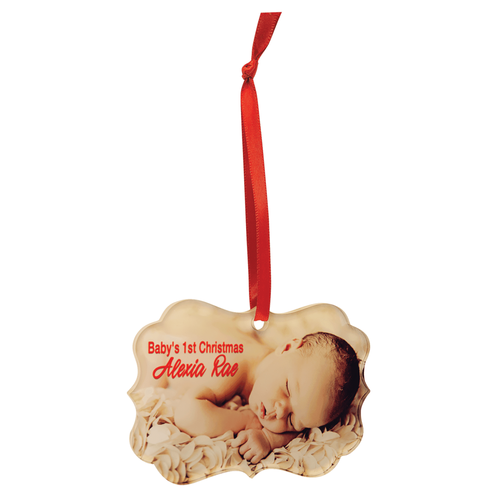 Benelux Acrylic Full Color Ornament with Red Ribbon
