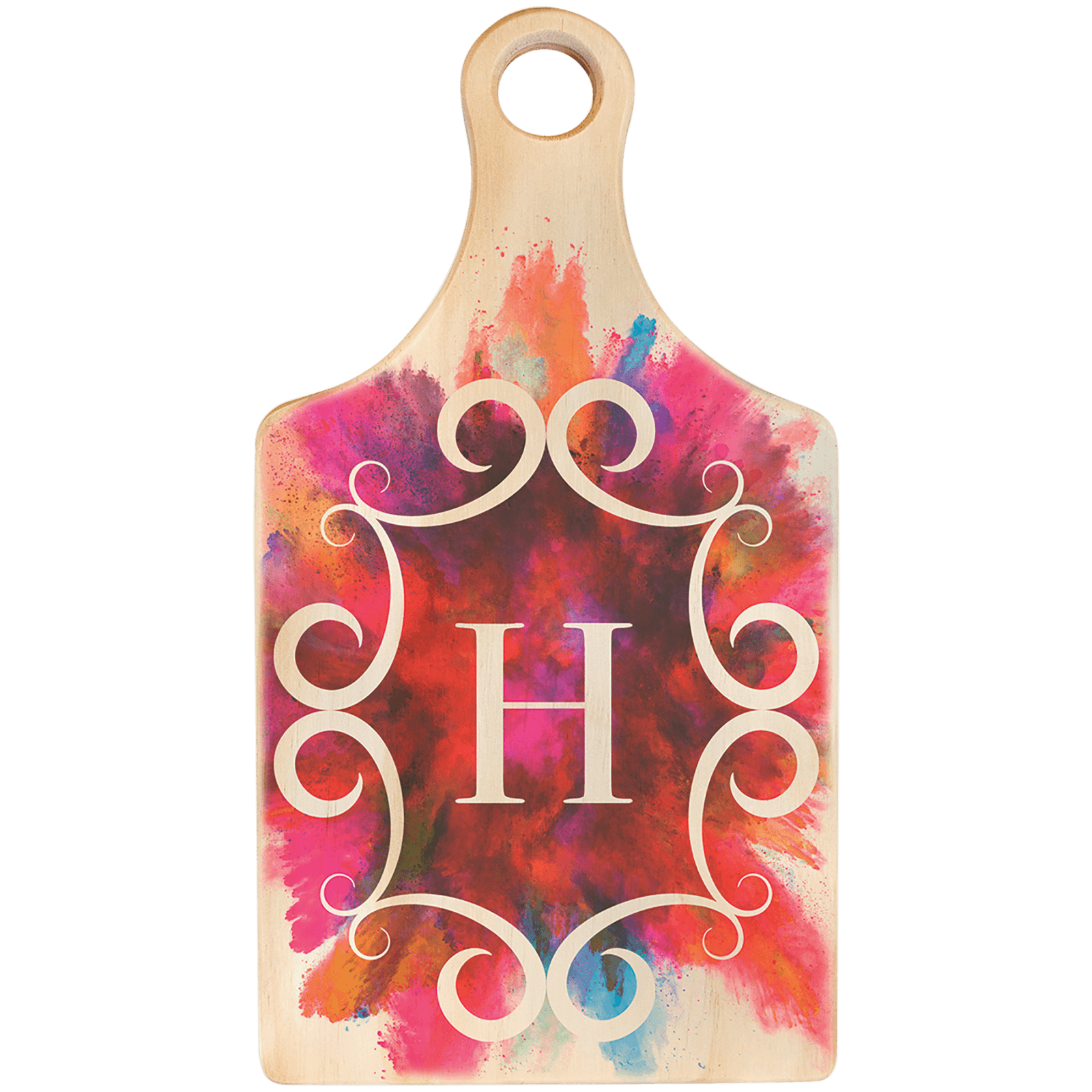 Full Color Paddle Shaped Wood Cutting Board