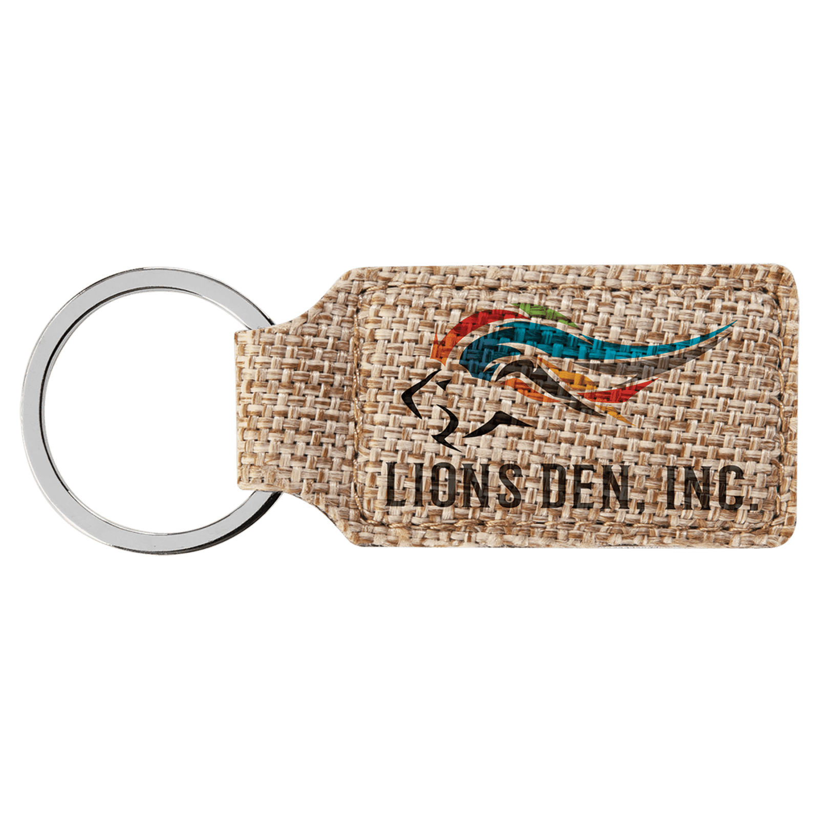 Rectangle Sublimatable Burlap Keychain