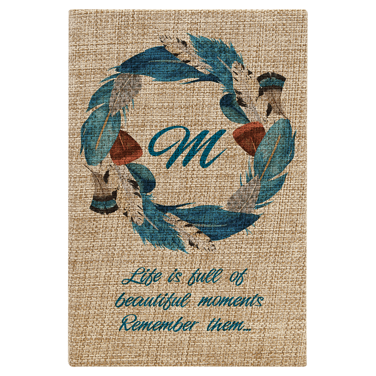 Small Full Color Burlap Journal with White Lined Paper