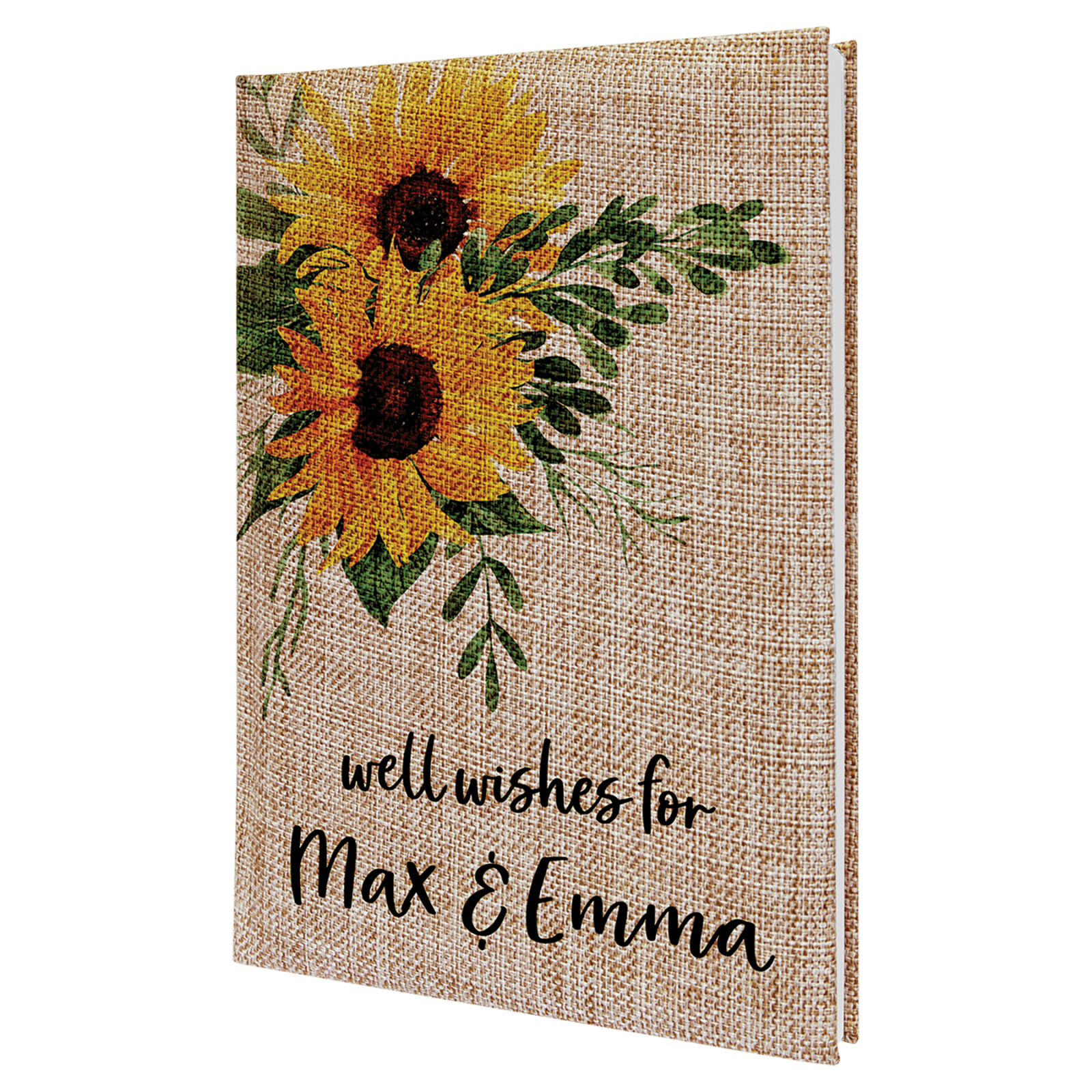 Large Full Color Burlap Sketch Book with White Unlined Paper