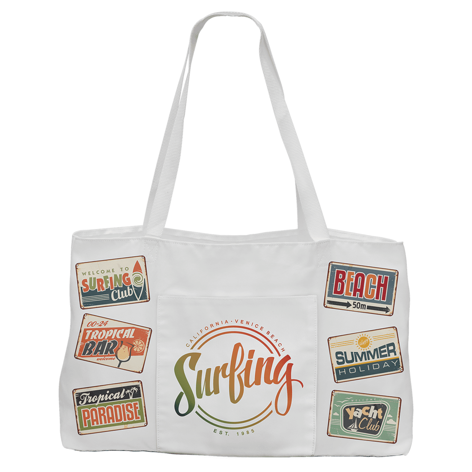 White Canvas Bag with 5" Rawhide Laserable Leatherette Gusset