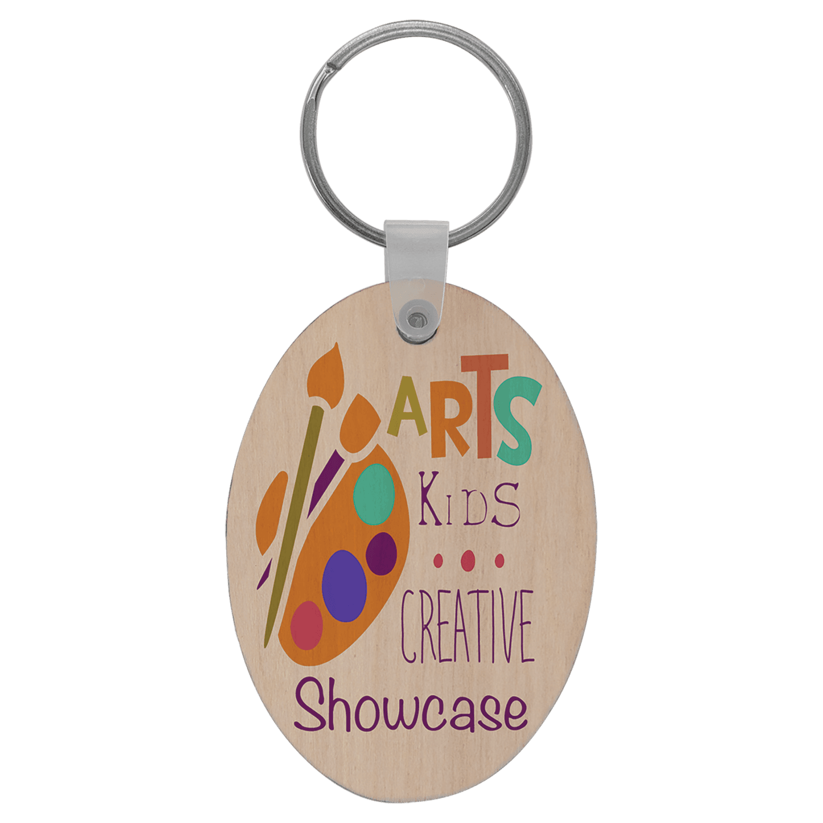 Full Color Oval Wood Key Chain