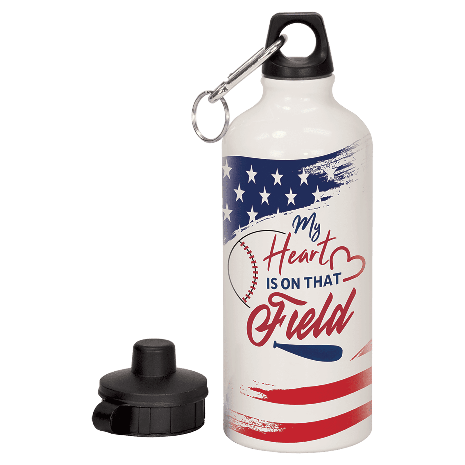 20 oz. Aluminum Water Bottle with 2 Lids and Carabiner