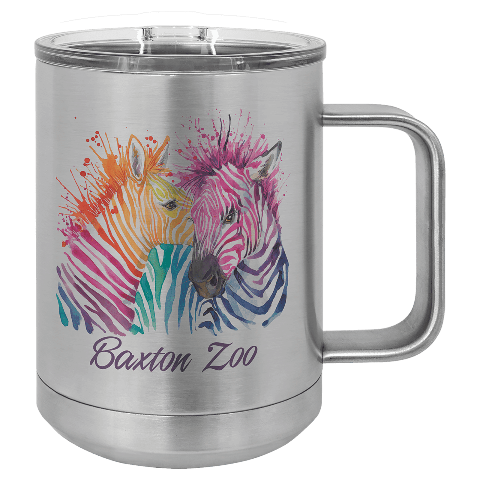 Polar Camel Stainless Steel 15 oz. Full Color Mug with Clear Slider Lid