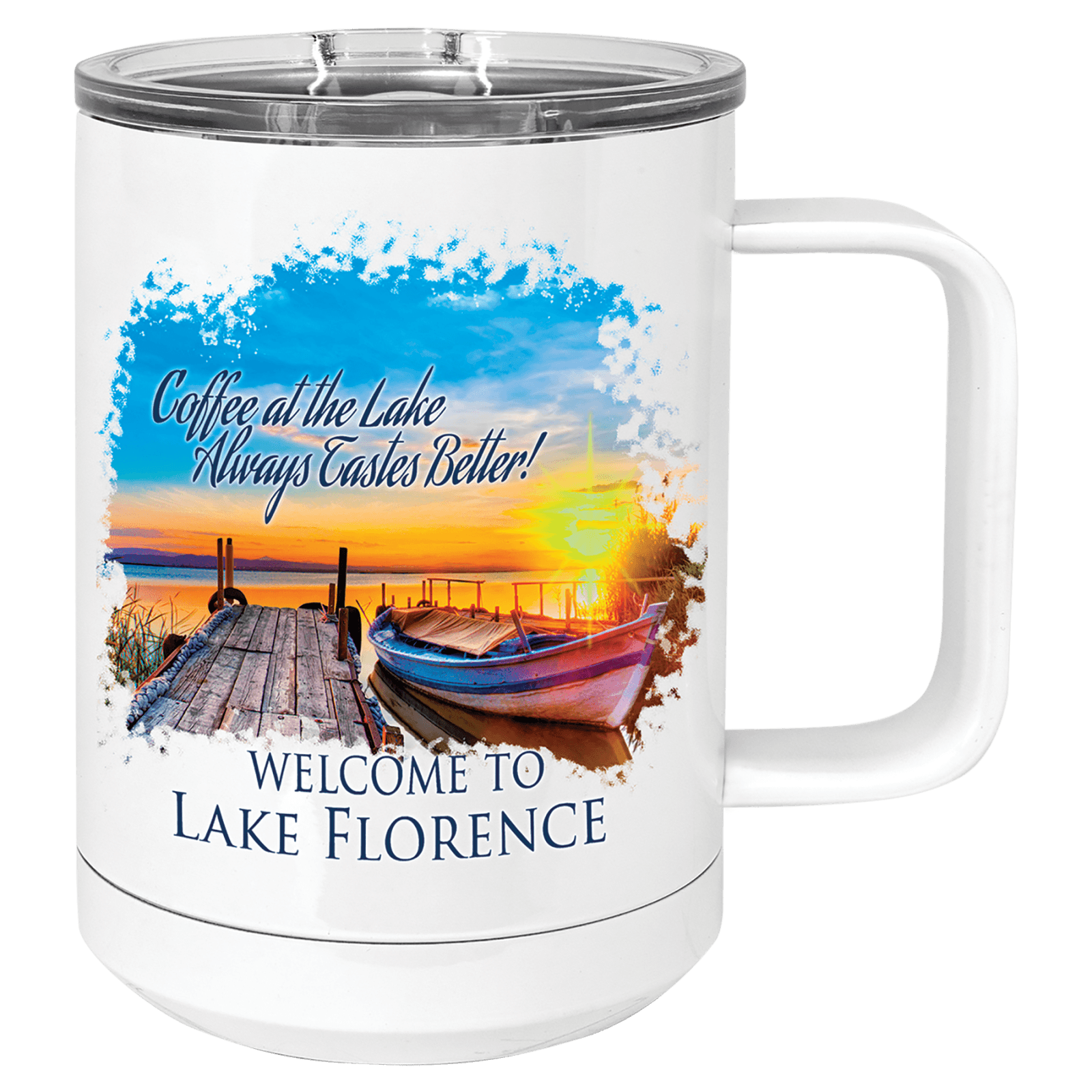 Polar Camel White 15 oz. Full Color Mug with Clear Slider Lid