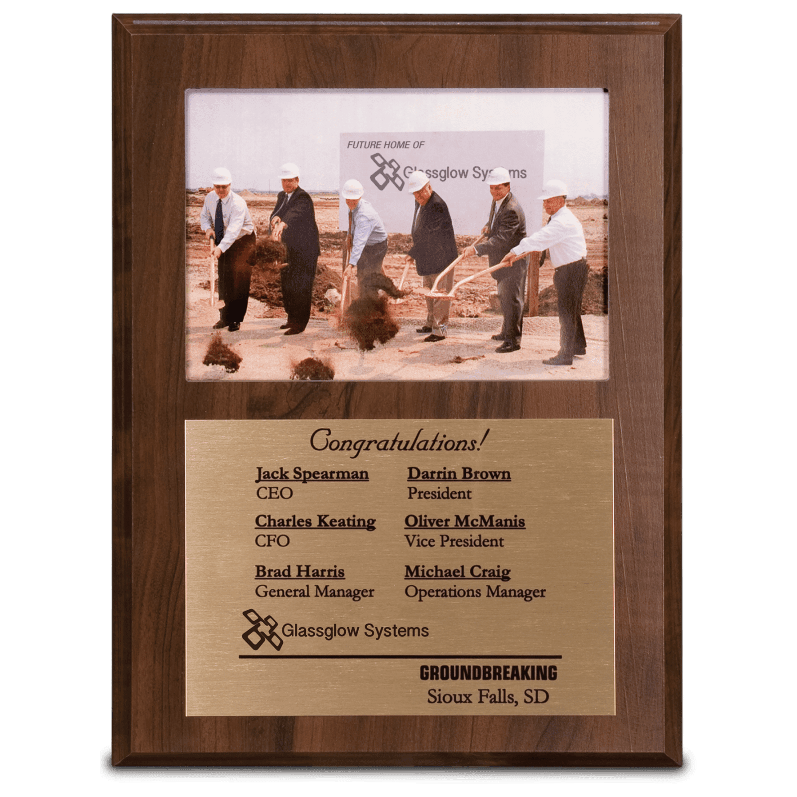8" x 10" Cherry Finish Plaque with 4" x 6" Slide-In Photo Frame