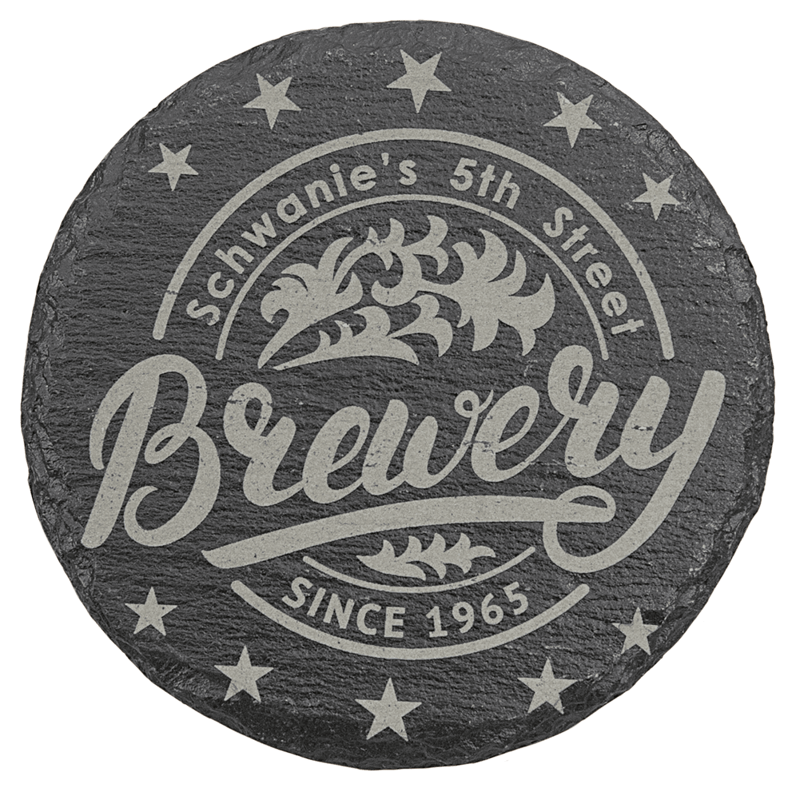 Round Slate Coaster with Foam Pads