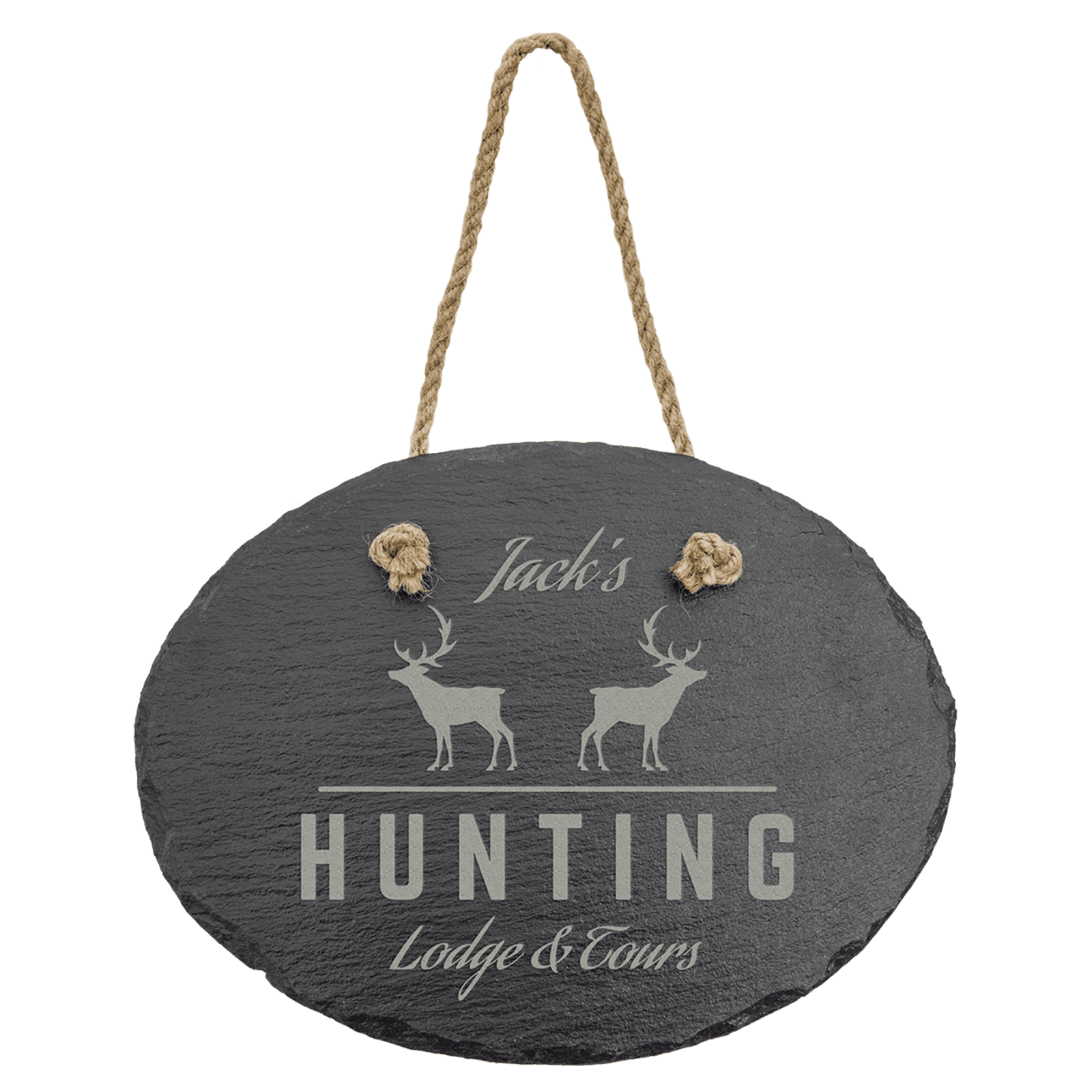 Oval Slate Decor with Hanging String