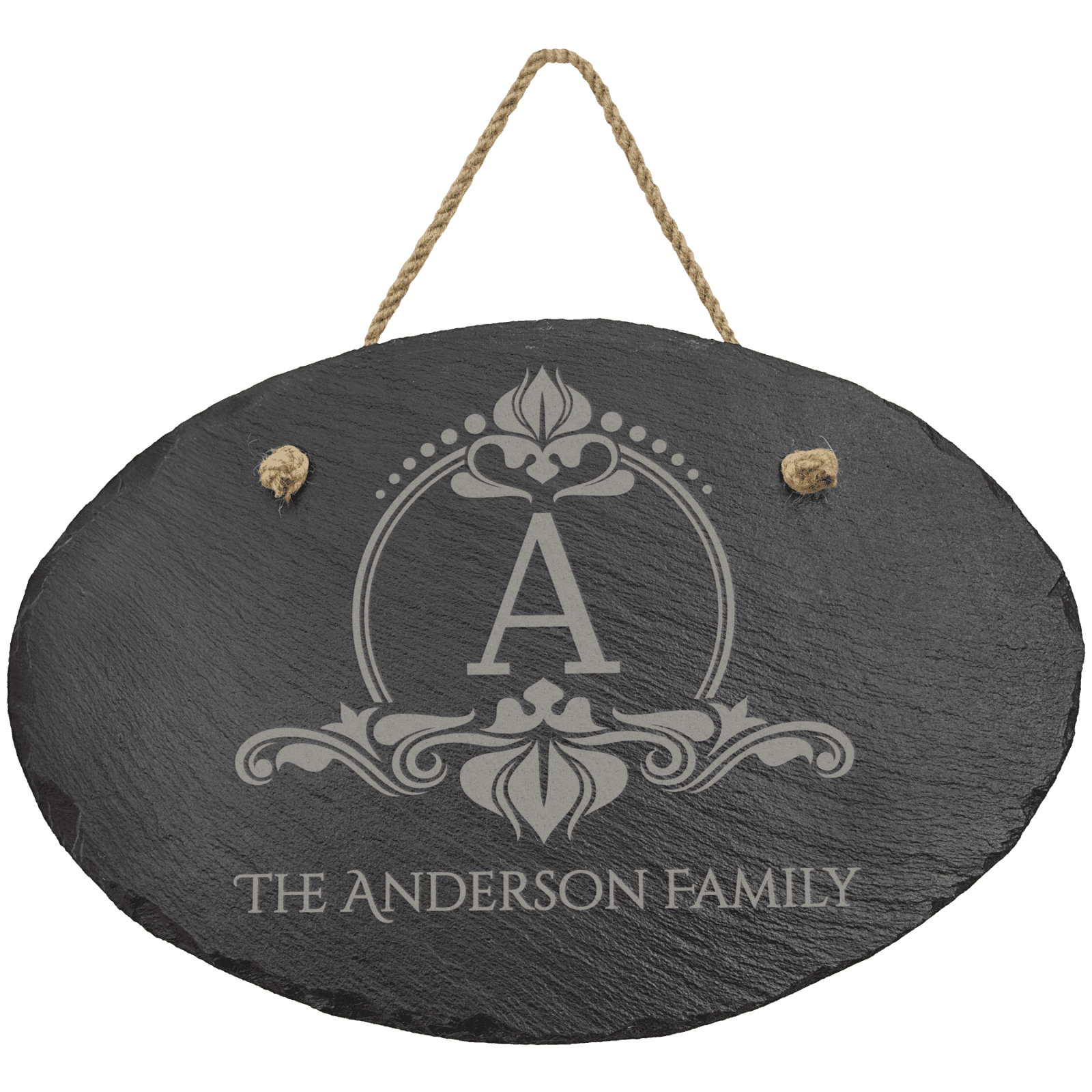 Oval Slate Decor with Hanging String