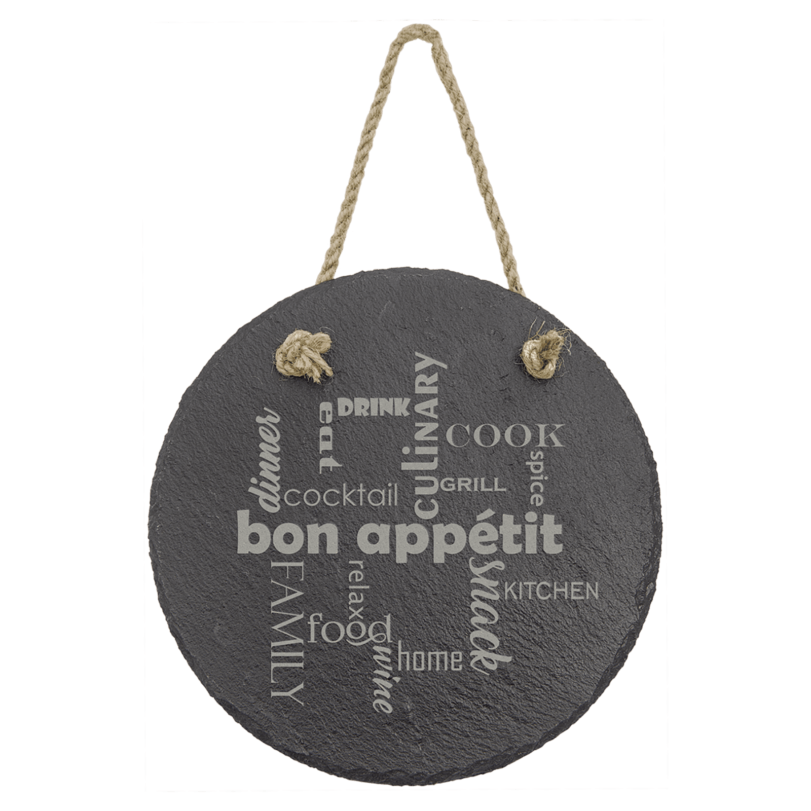 Round Slate Decor with Hanging String