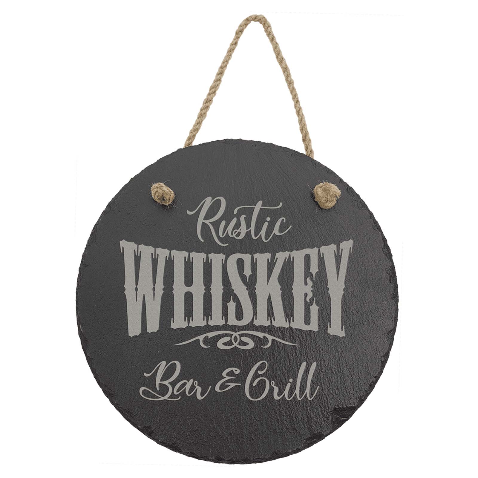 Round Slate Decor with Hanging String