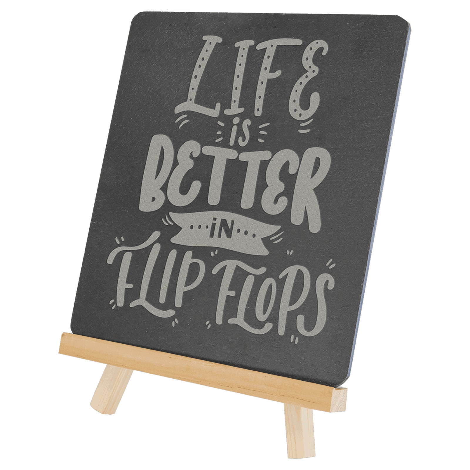 Rectangle Slate Decor with Wood Stand