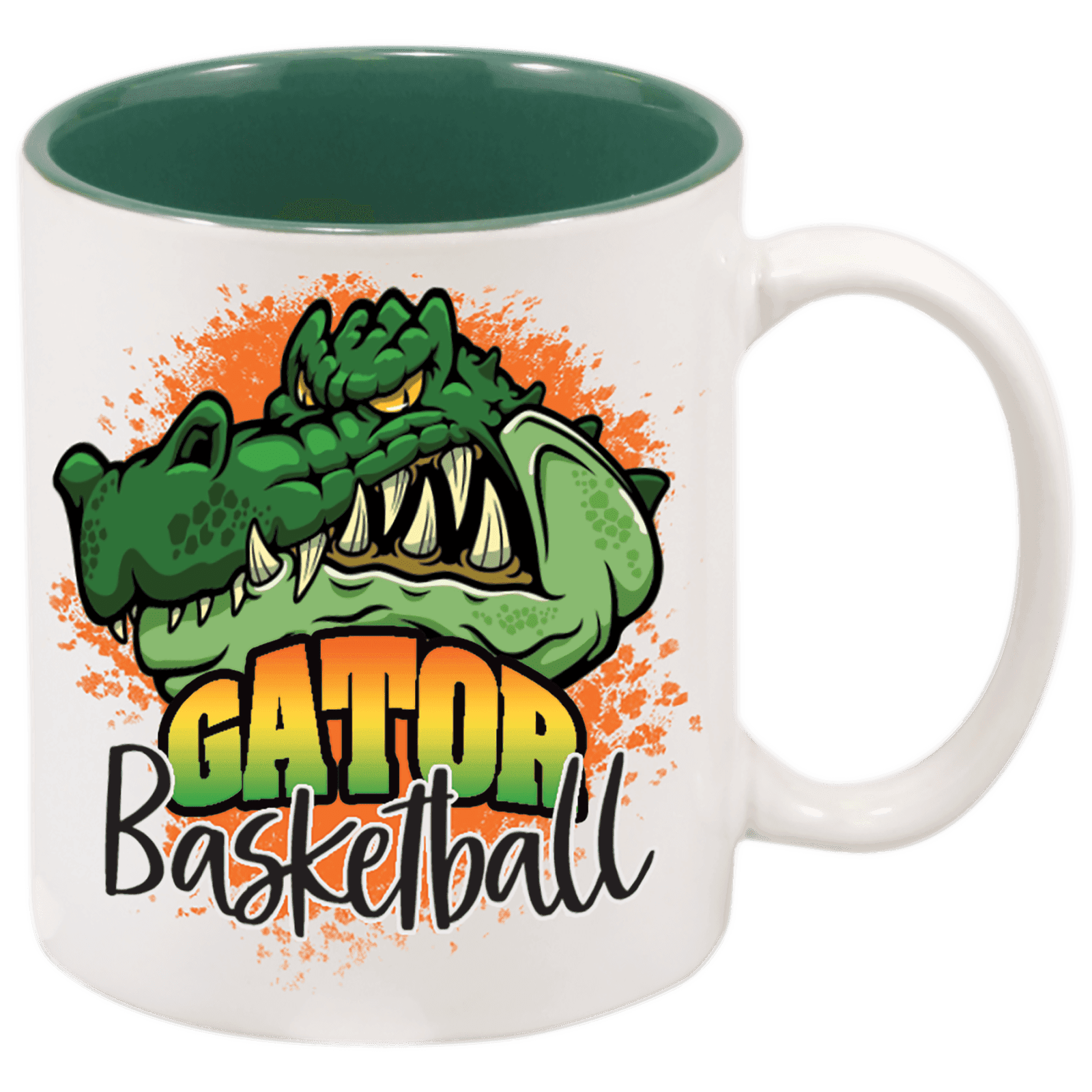 White/Green 11 oz. Ceramic Mug