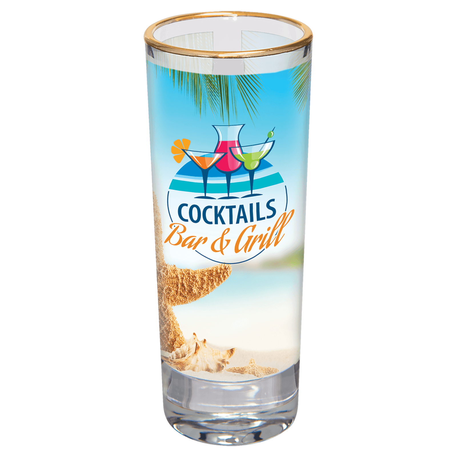 2 1/2" Glass Shooter with Gold Rim