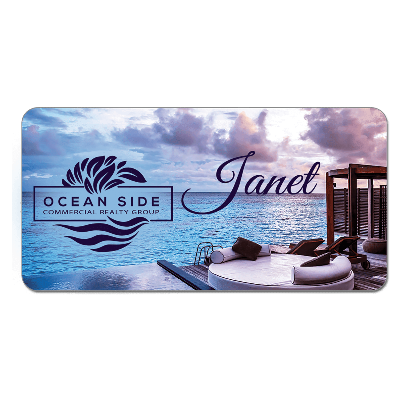 Gloss White 1-Sided Aluminum Rectangle Name Badge